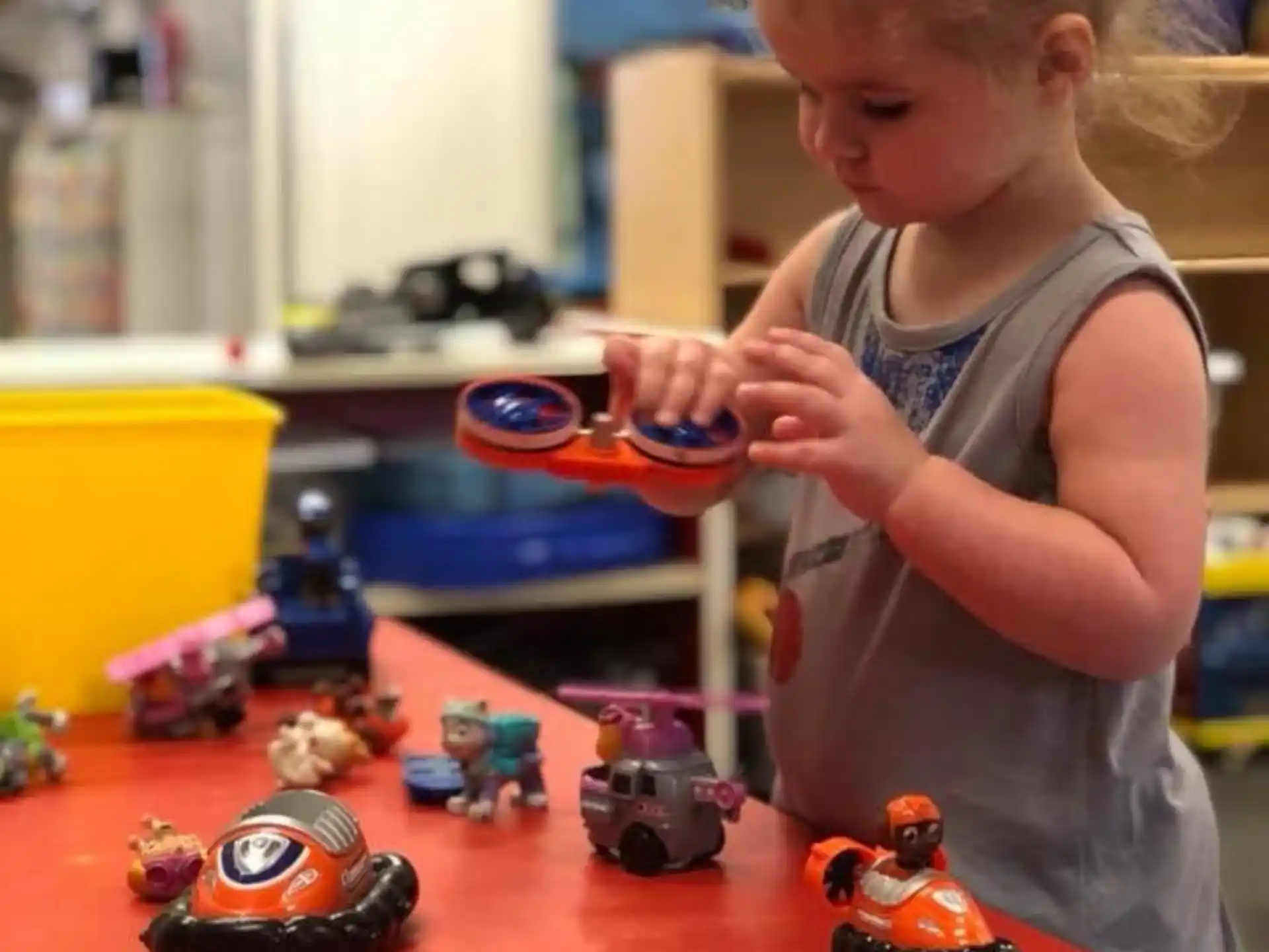 a child playing with toys