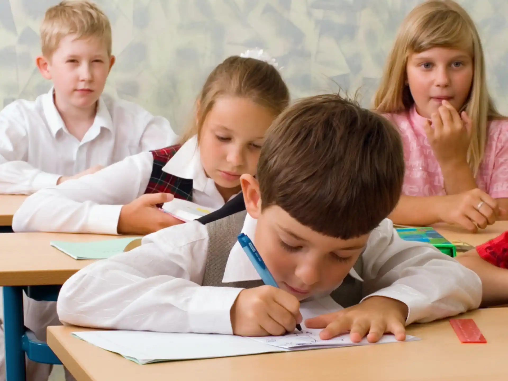 a group of children in a classroom