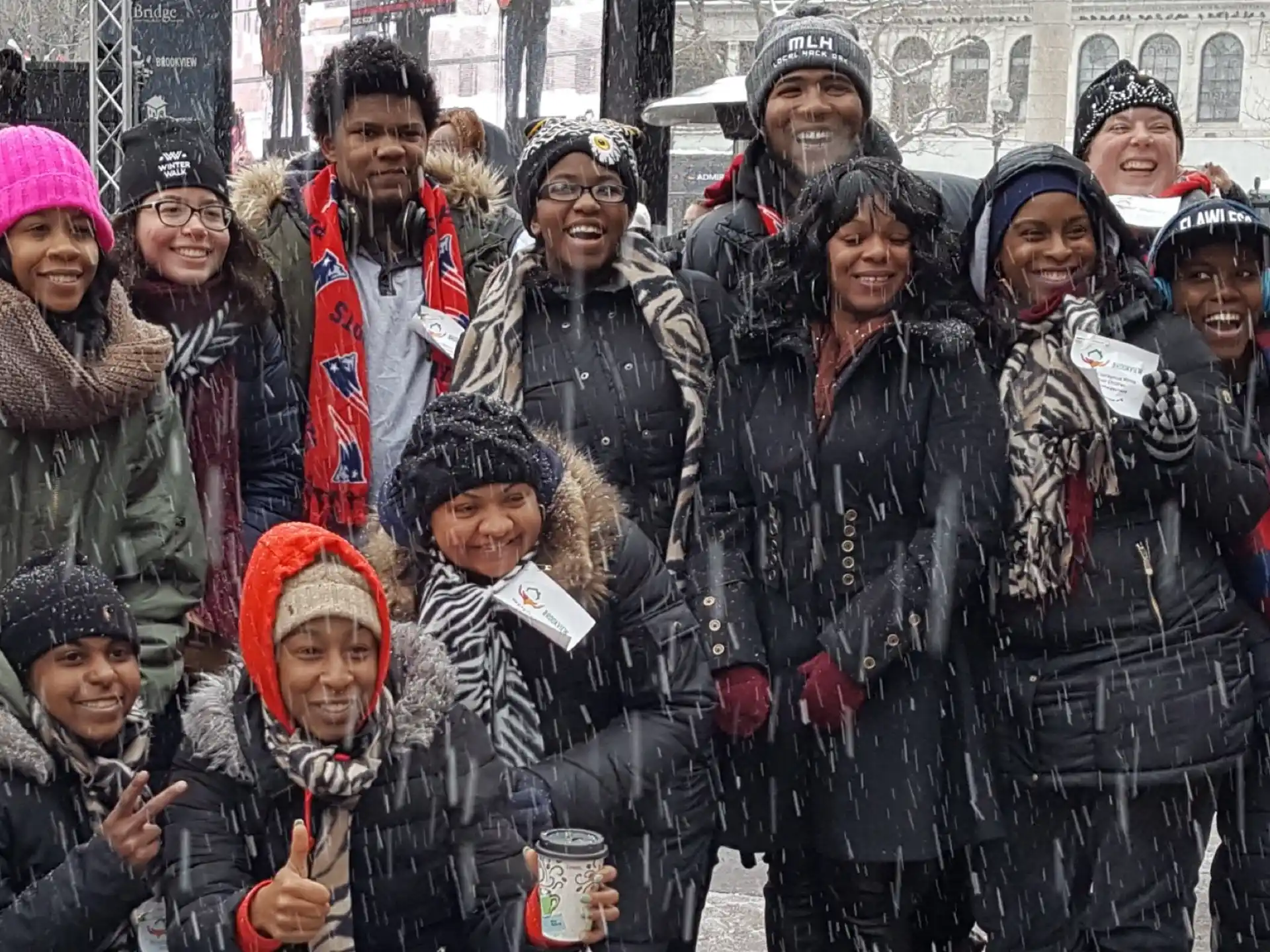 a group of people posing for a photo