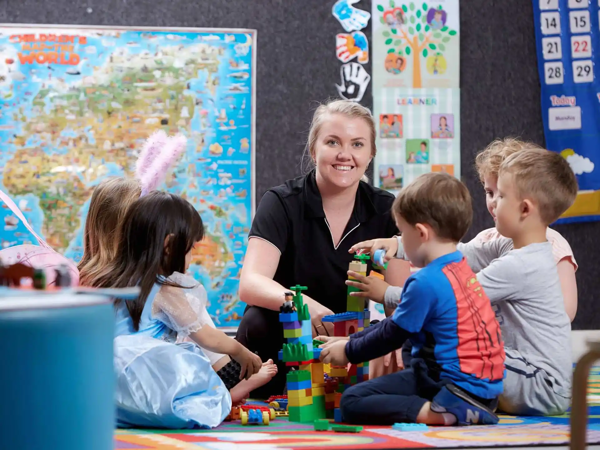 a person and several children
