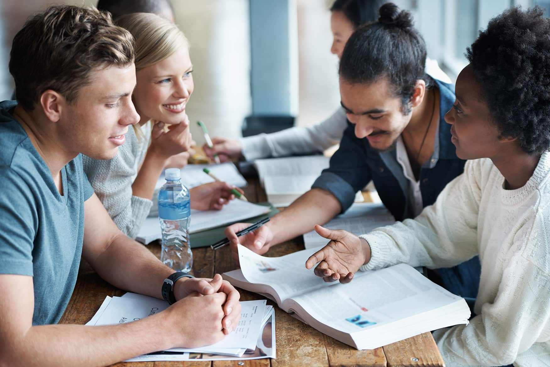 a group of people discussing something