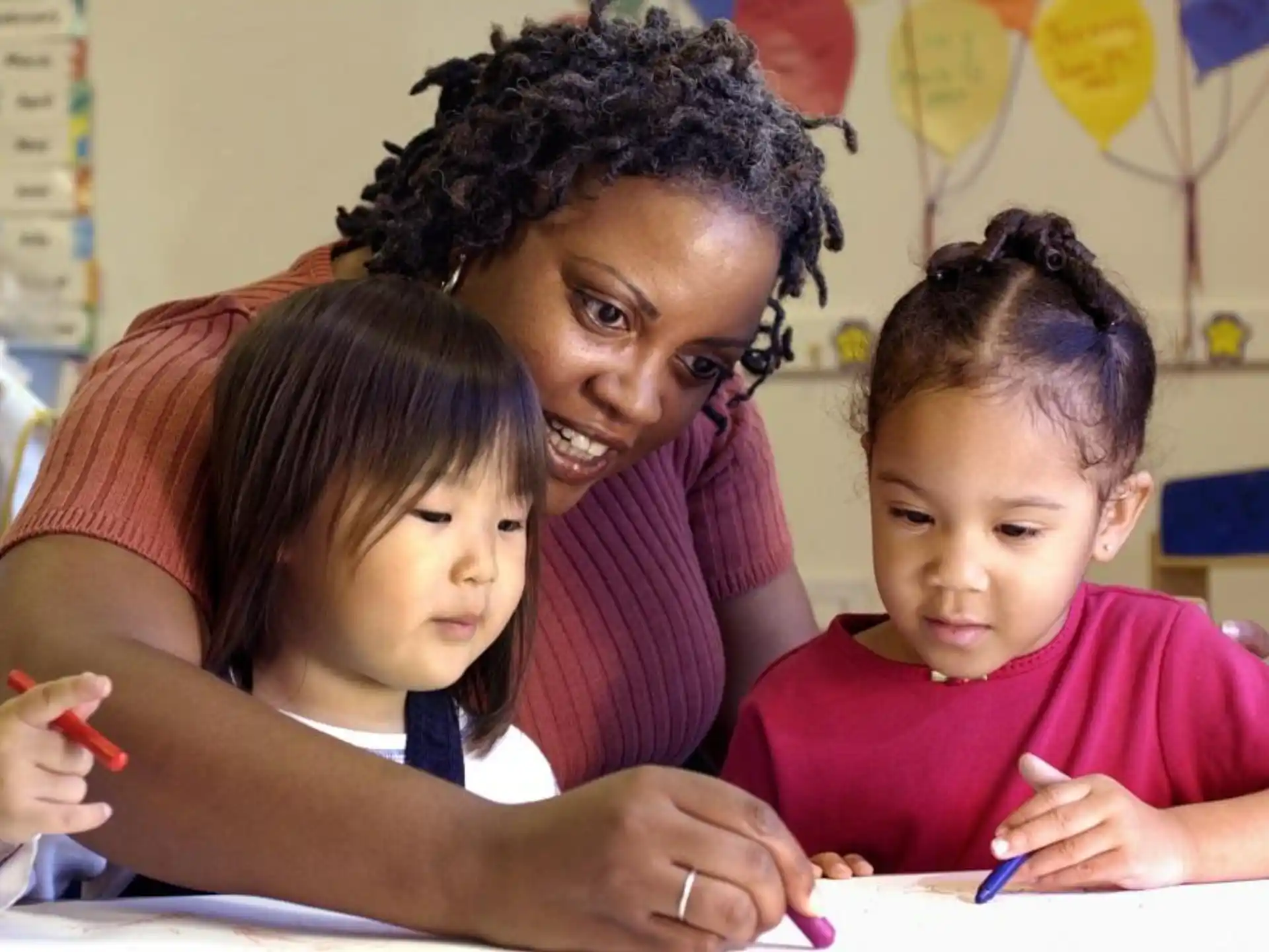 a person and a couple of children