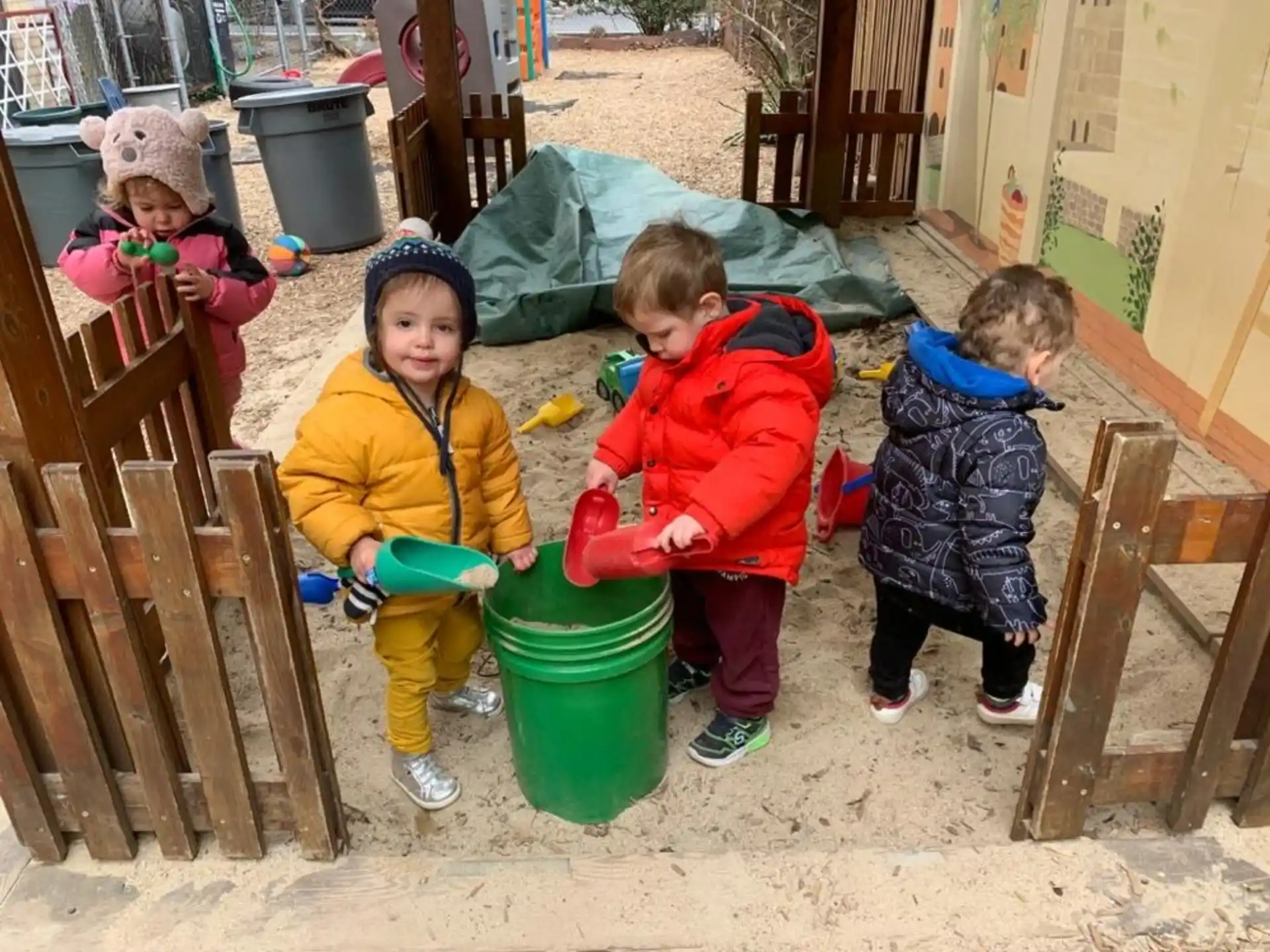 a group of children playing outside