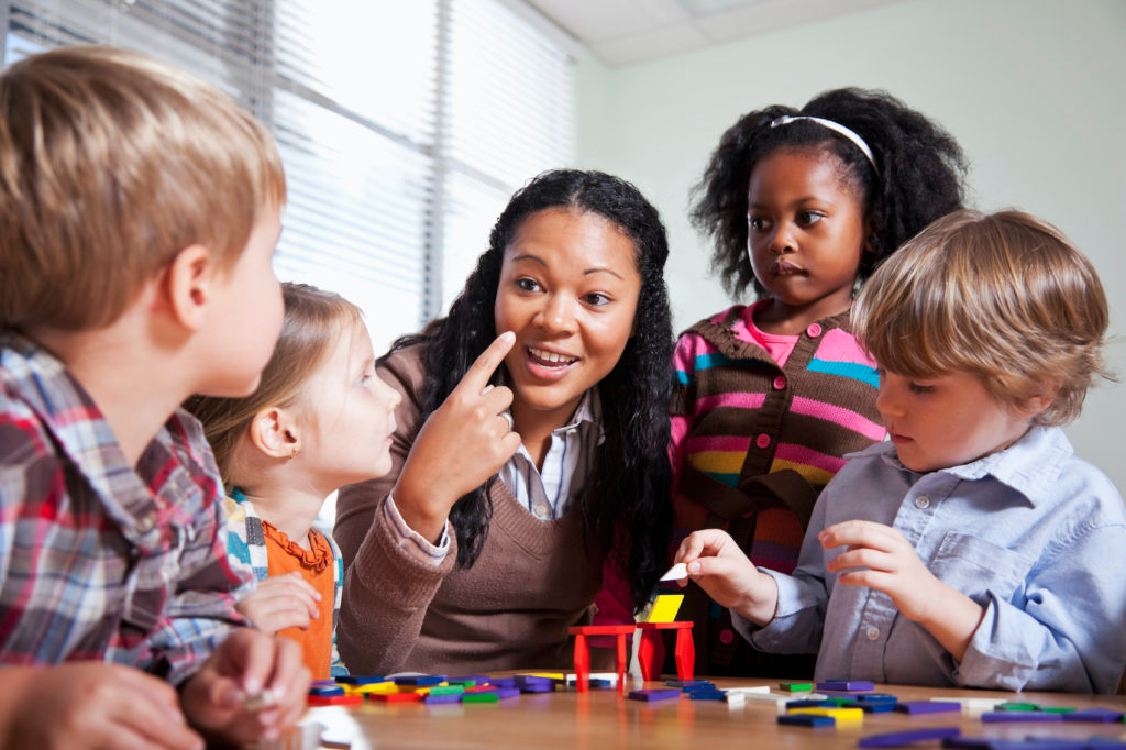 a person and several children