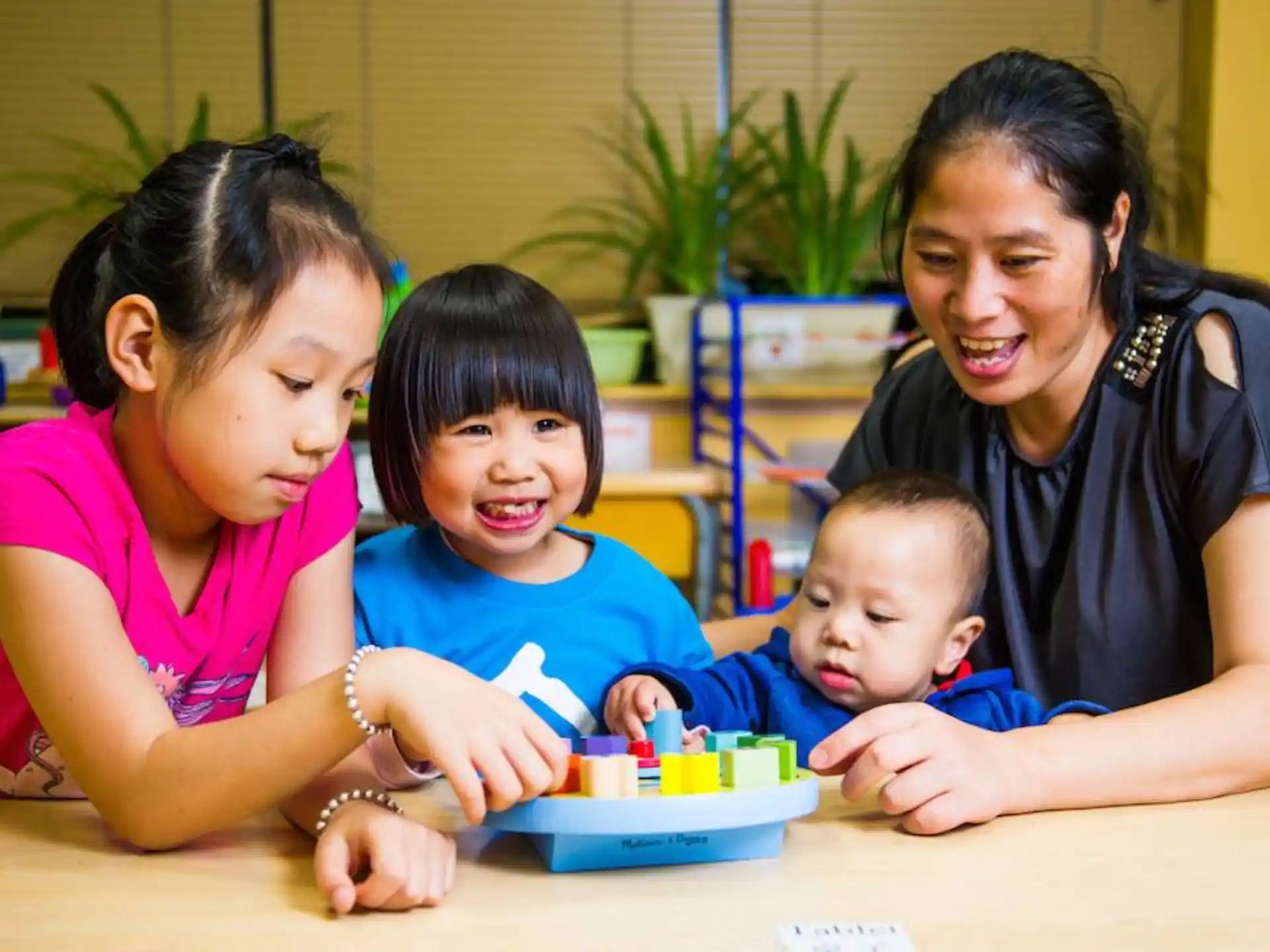 a person and two children