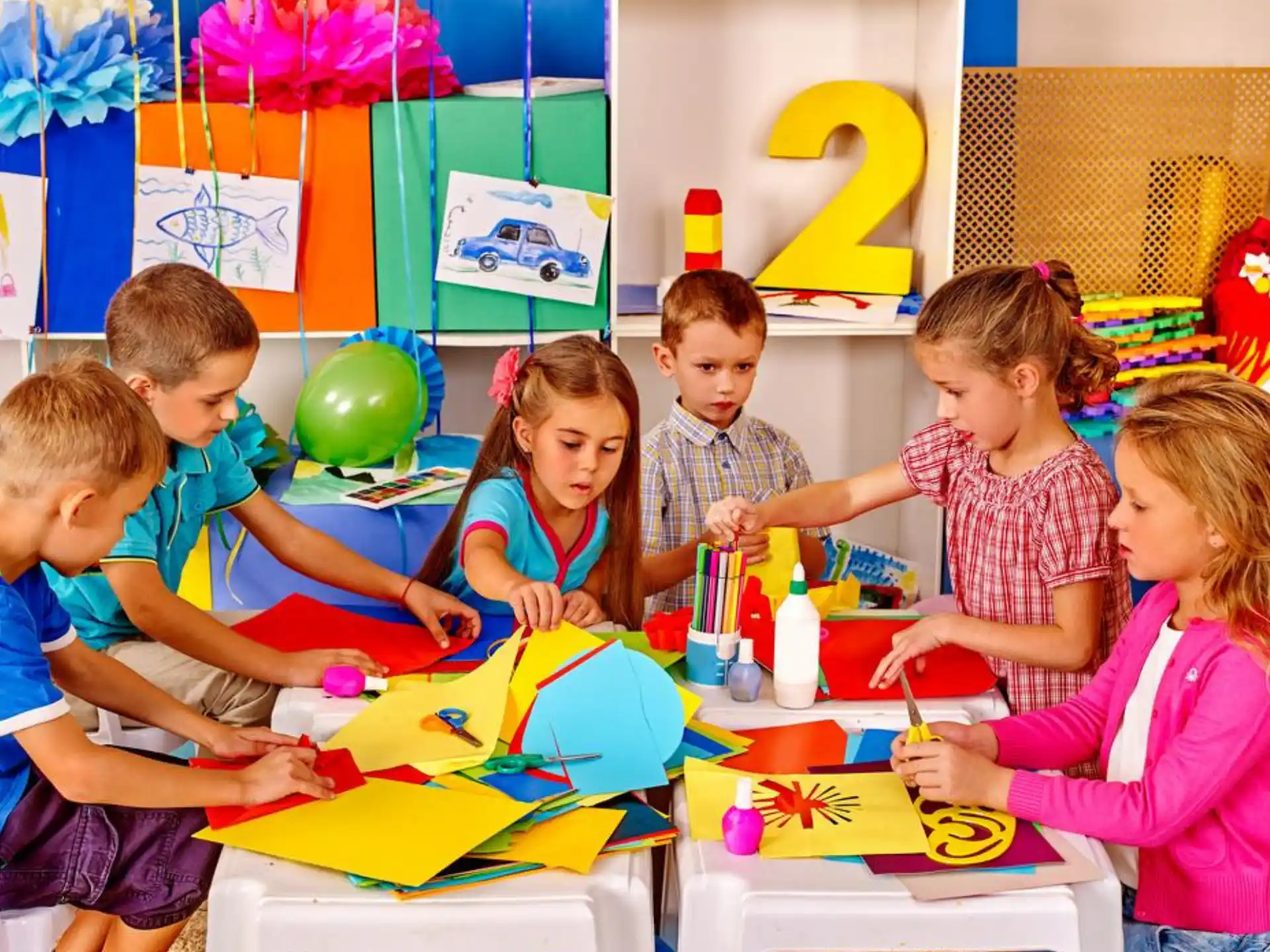 a group of children playing with toys