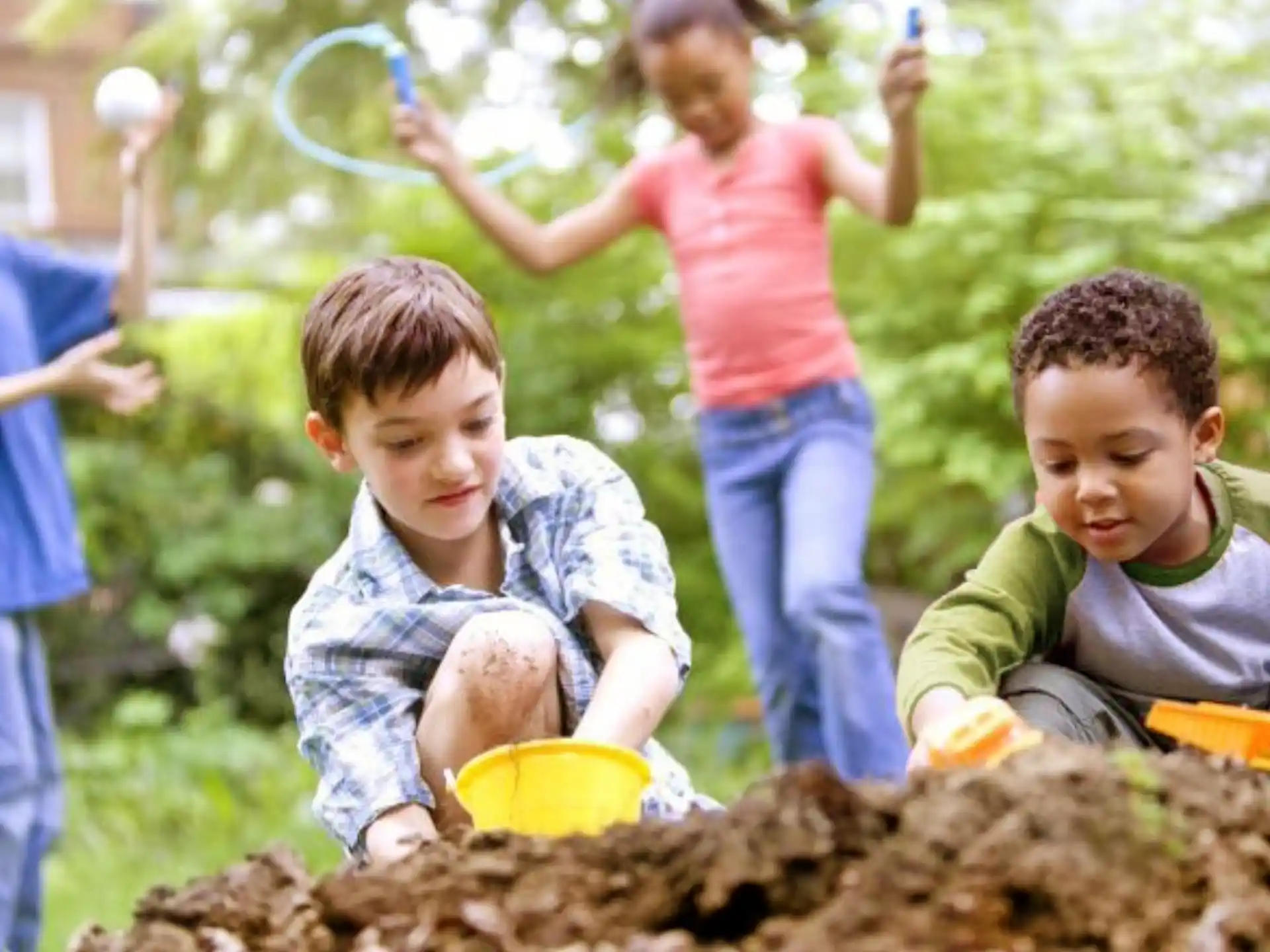 children playing in the sand