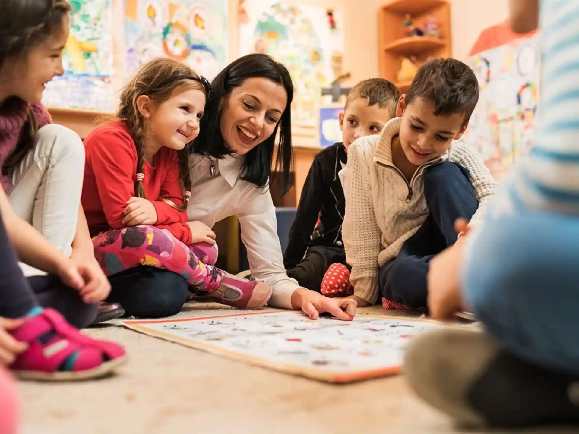 a group of children sitting on the floor