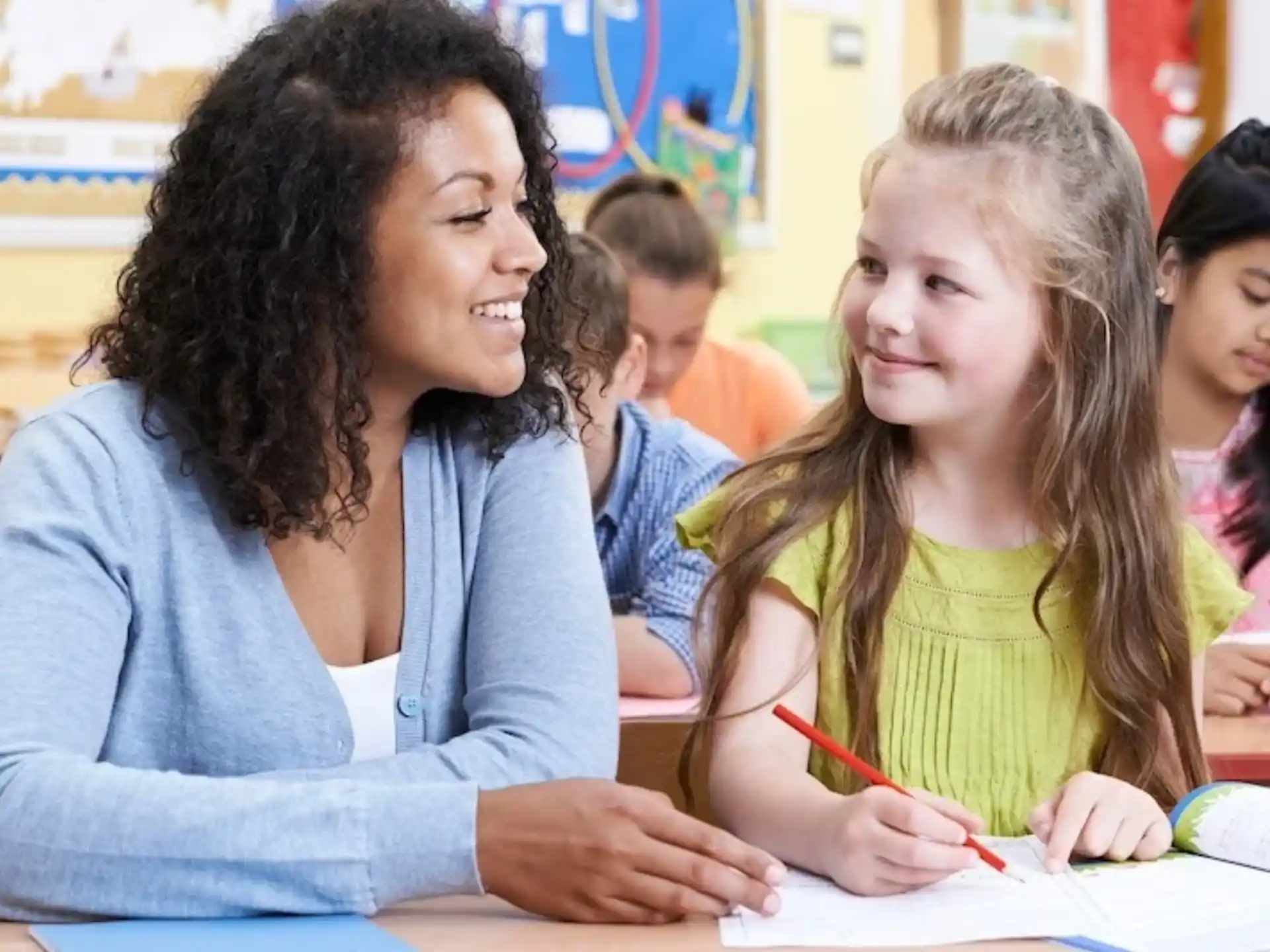 a teacher and her students