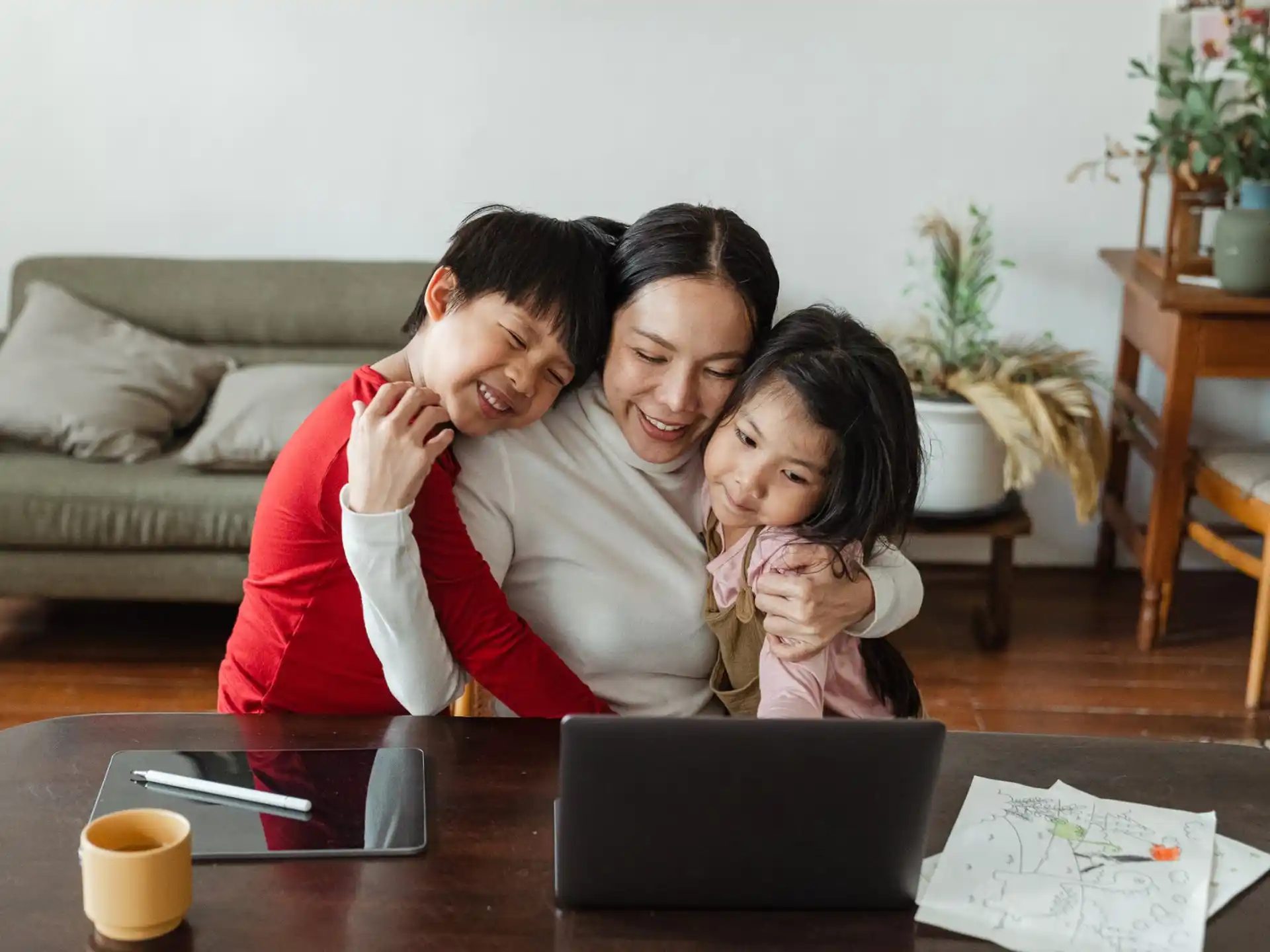 a family posing for a picture