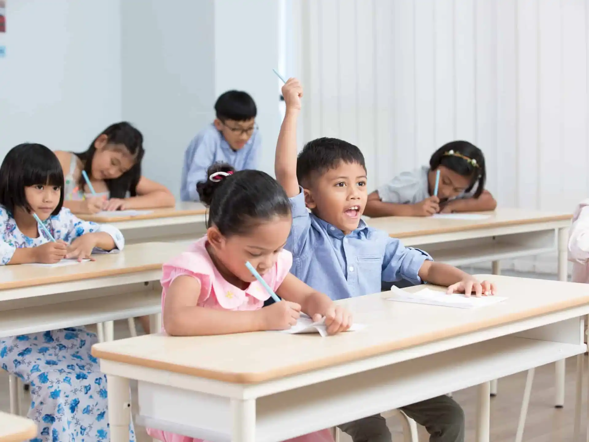 a group of children in a classroom