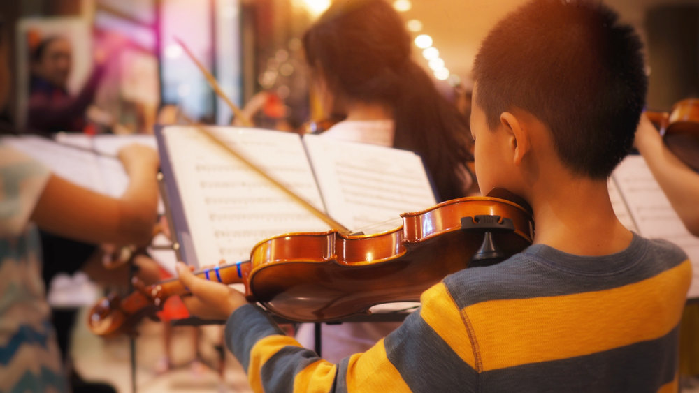 a person playing a violin