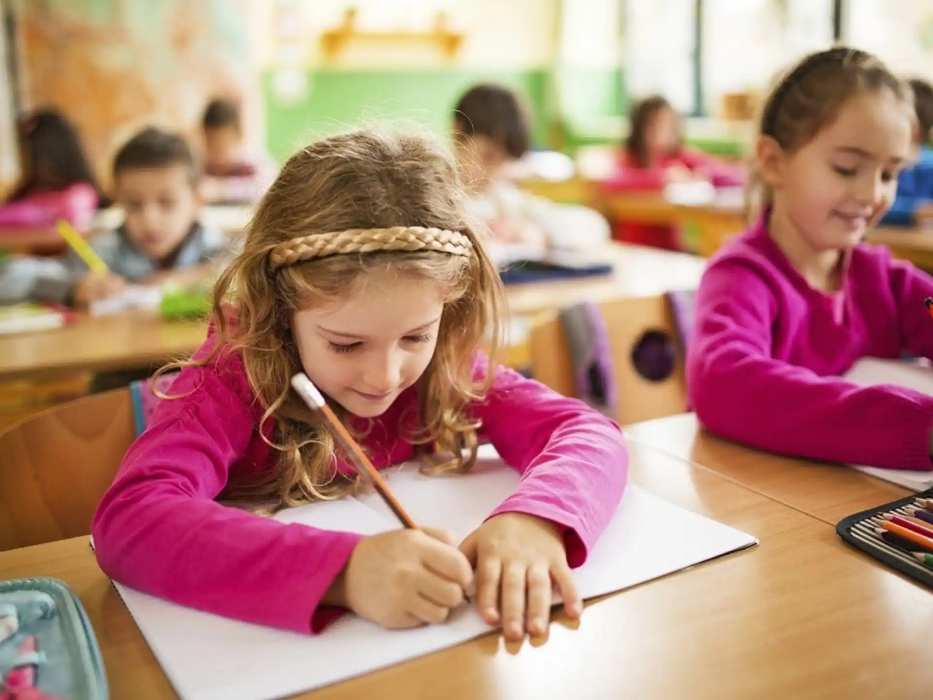 a group of children in a classroom