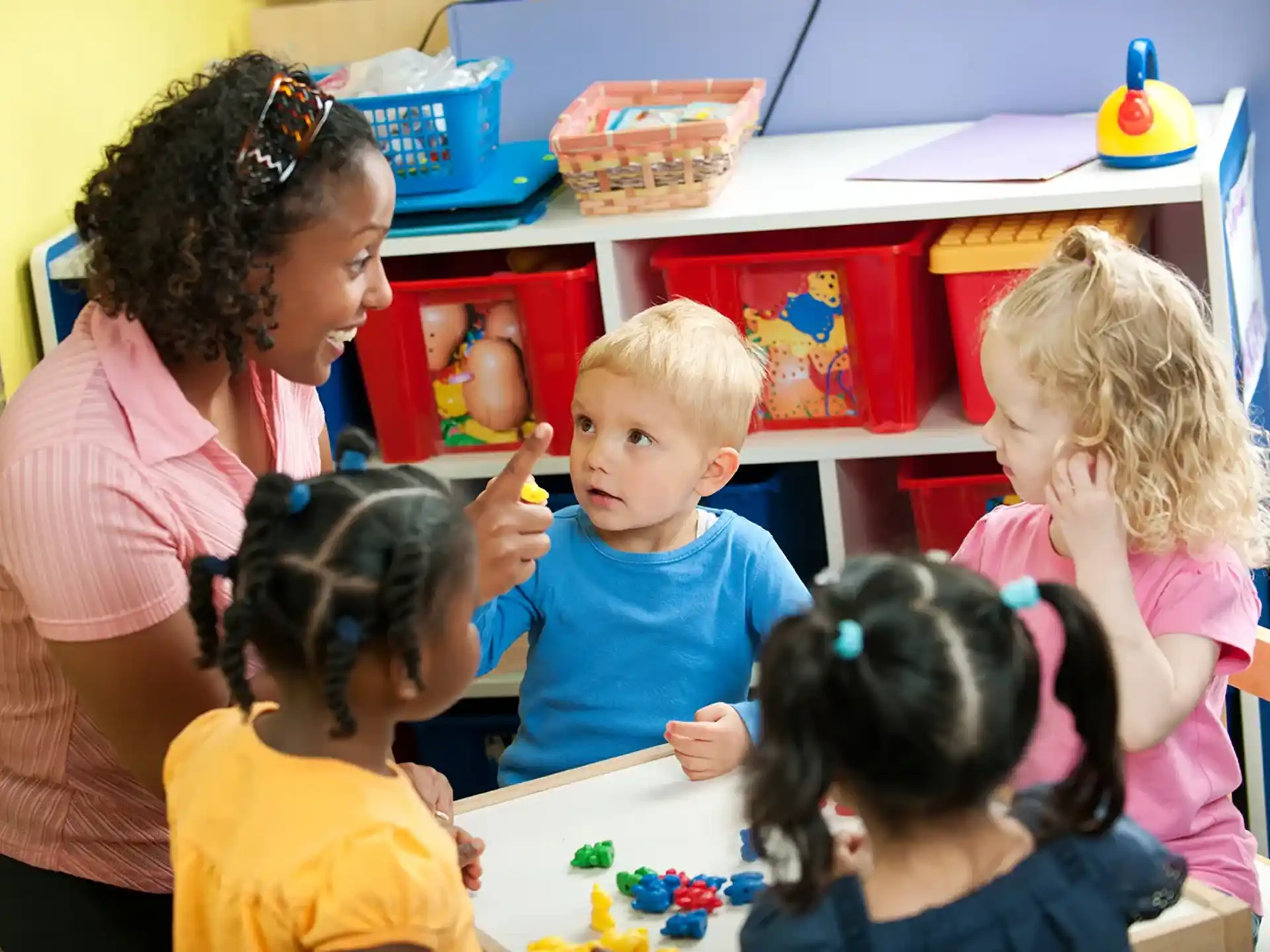 a person and several children