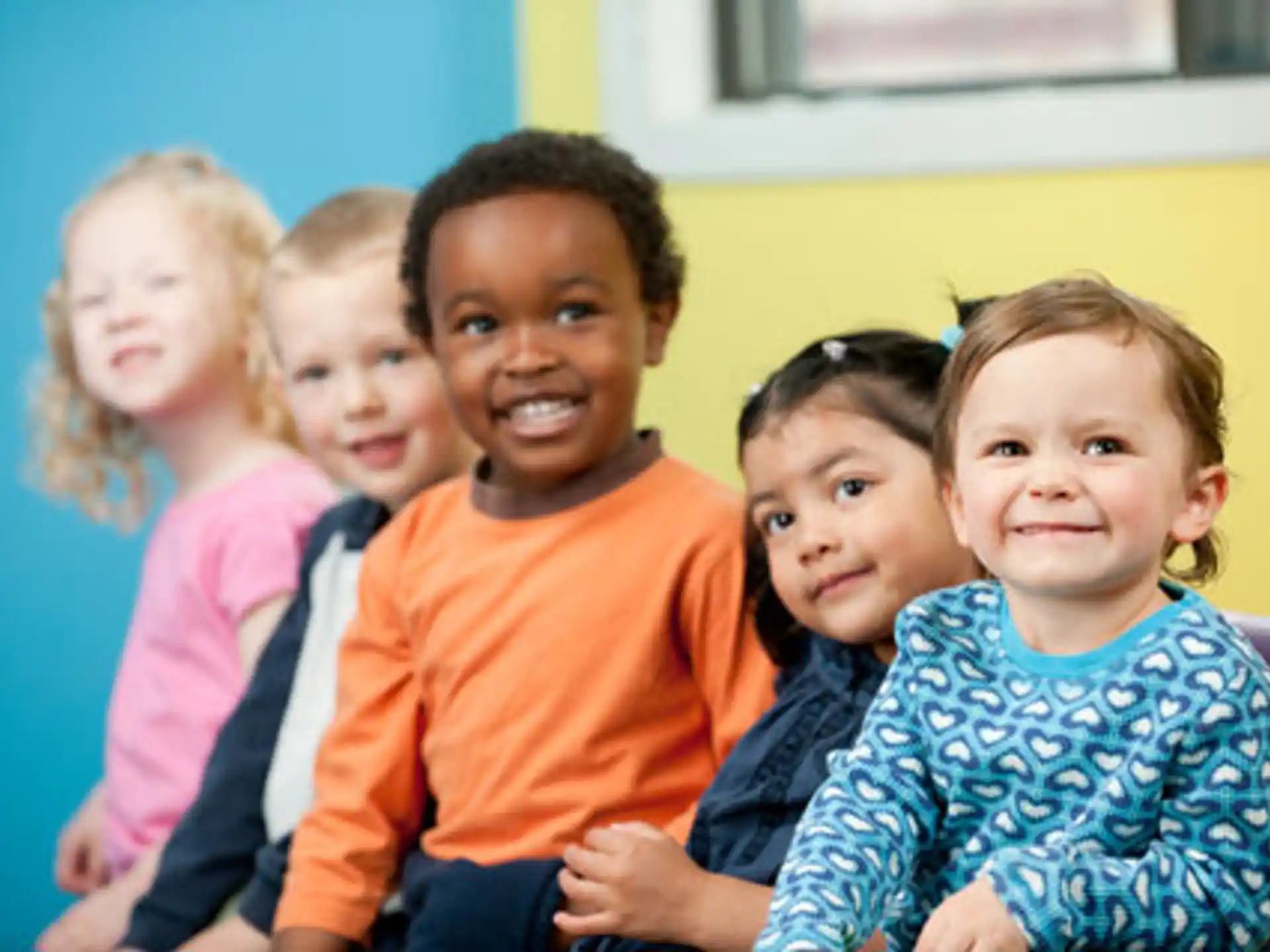 a group of children smiling