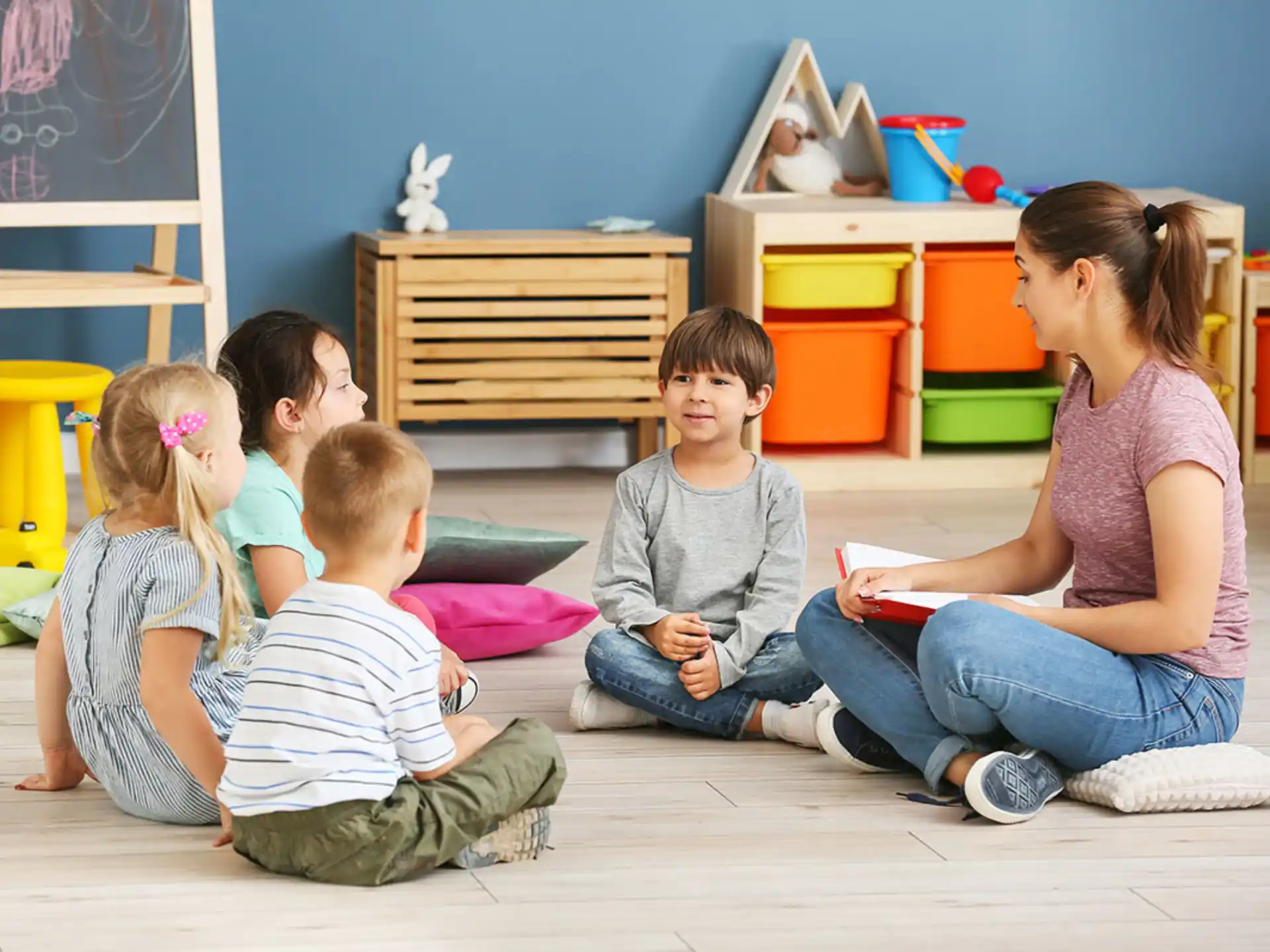 a group of children sitting on the floor