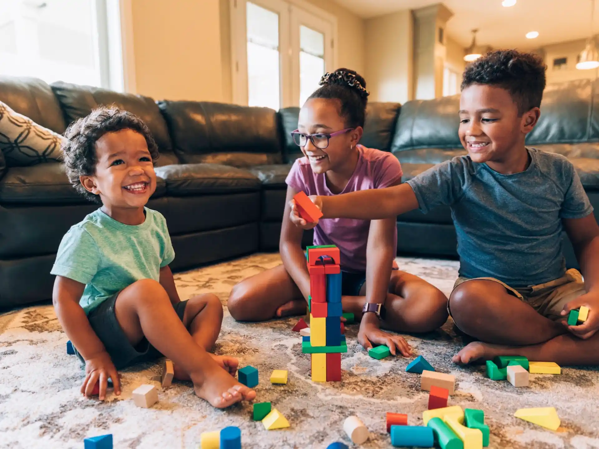 a group of people playing with toys