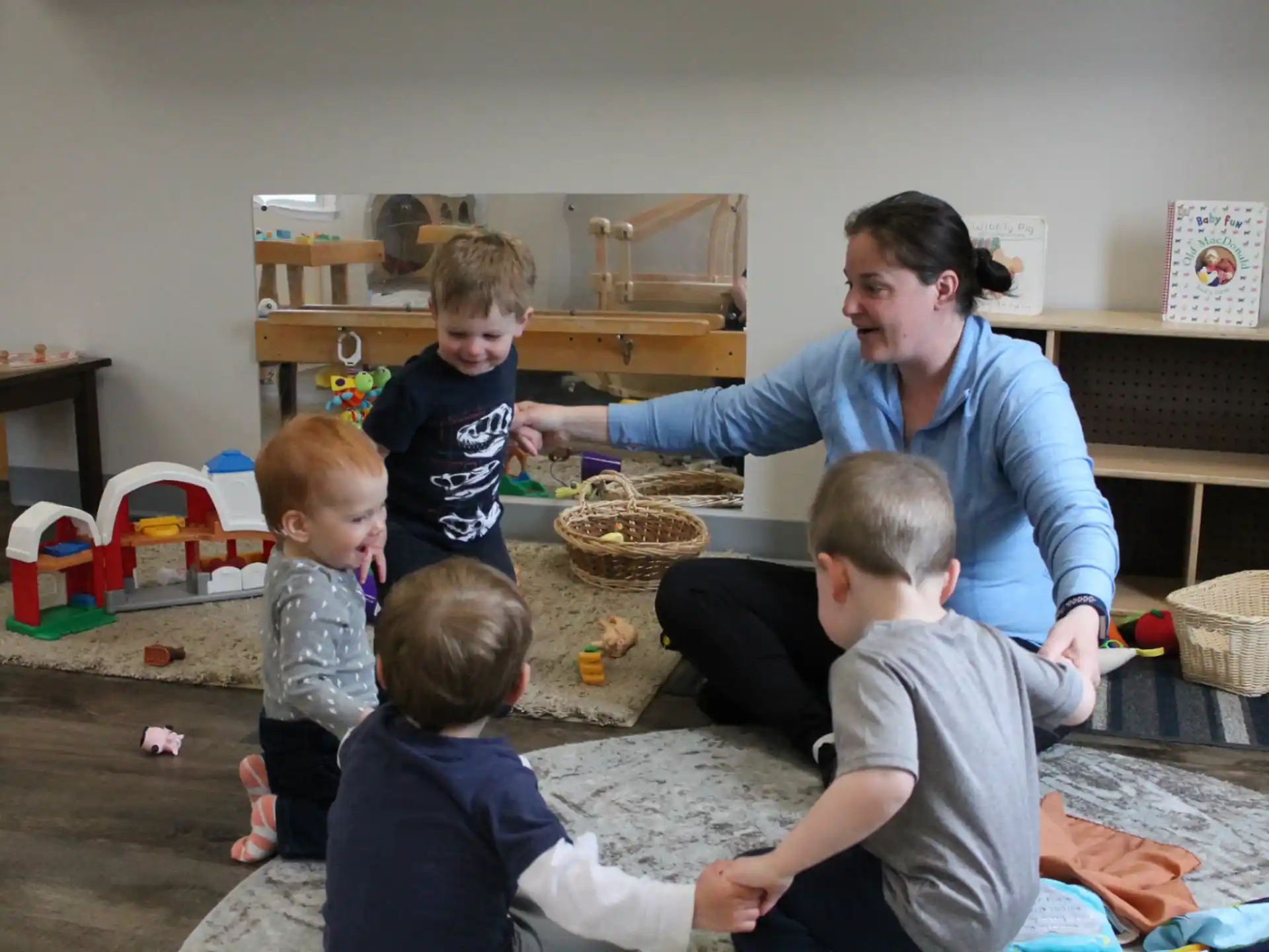 a person and several children