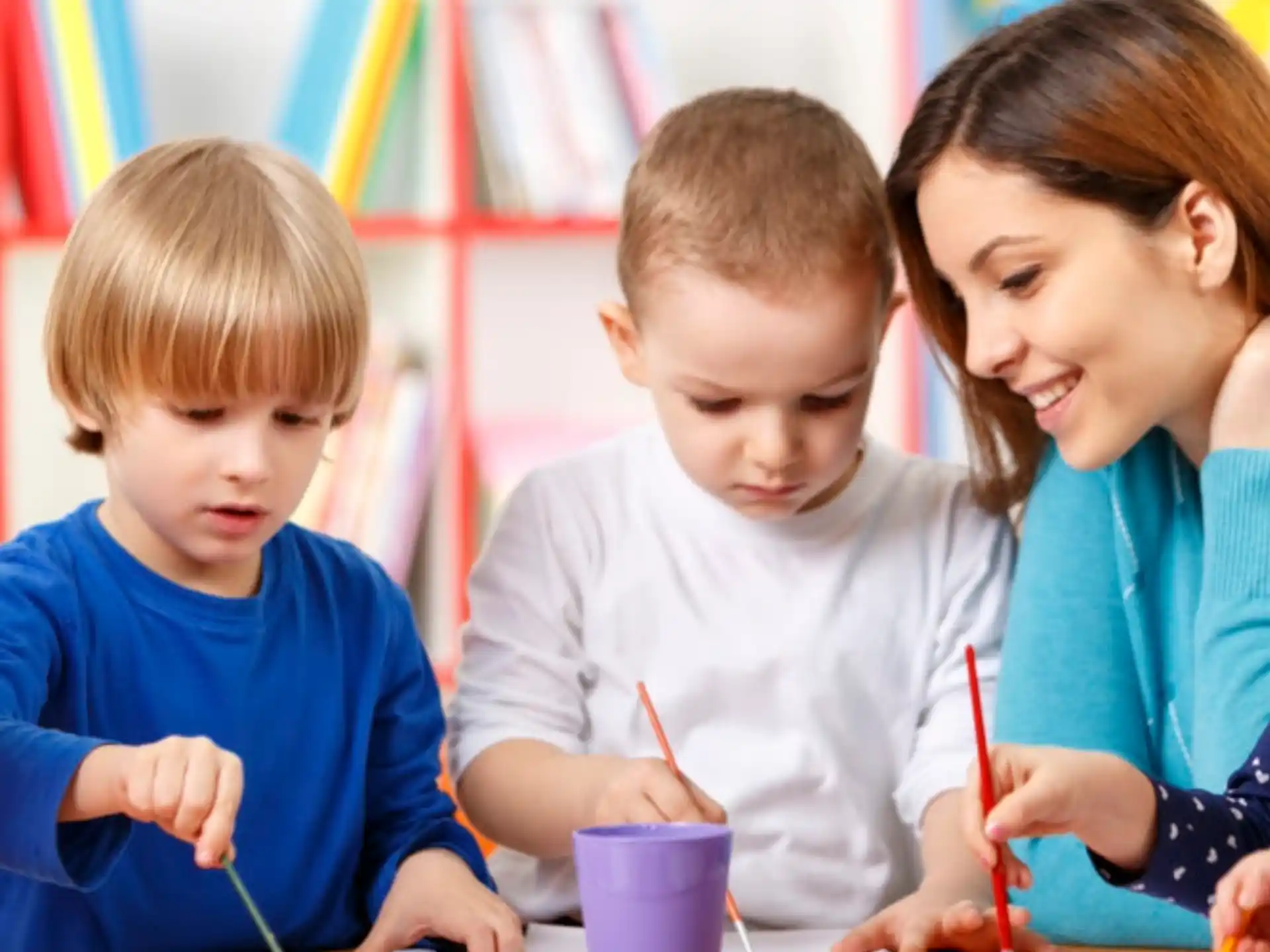 a person and several children