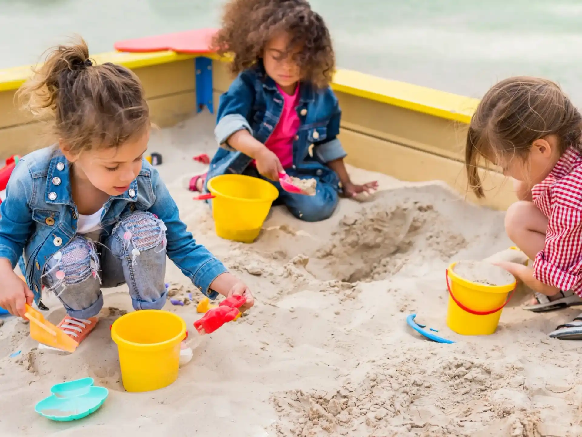 children playing in sand