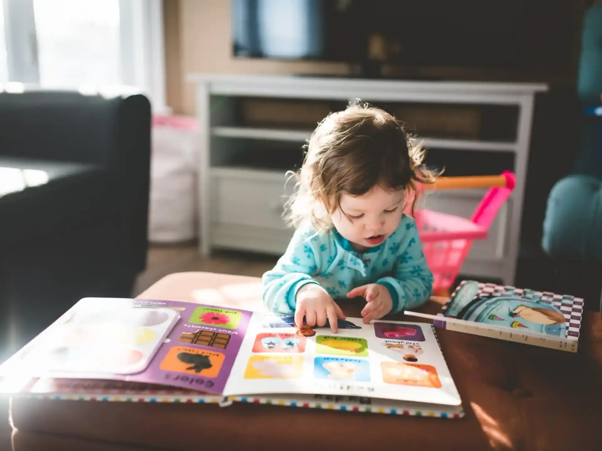 a child sitting at a table