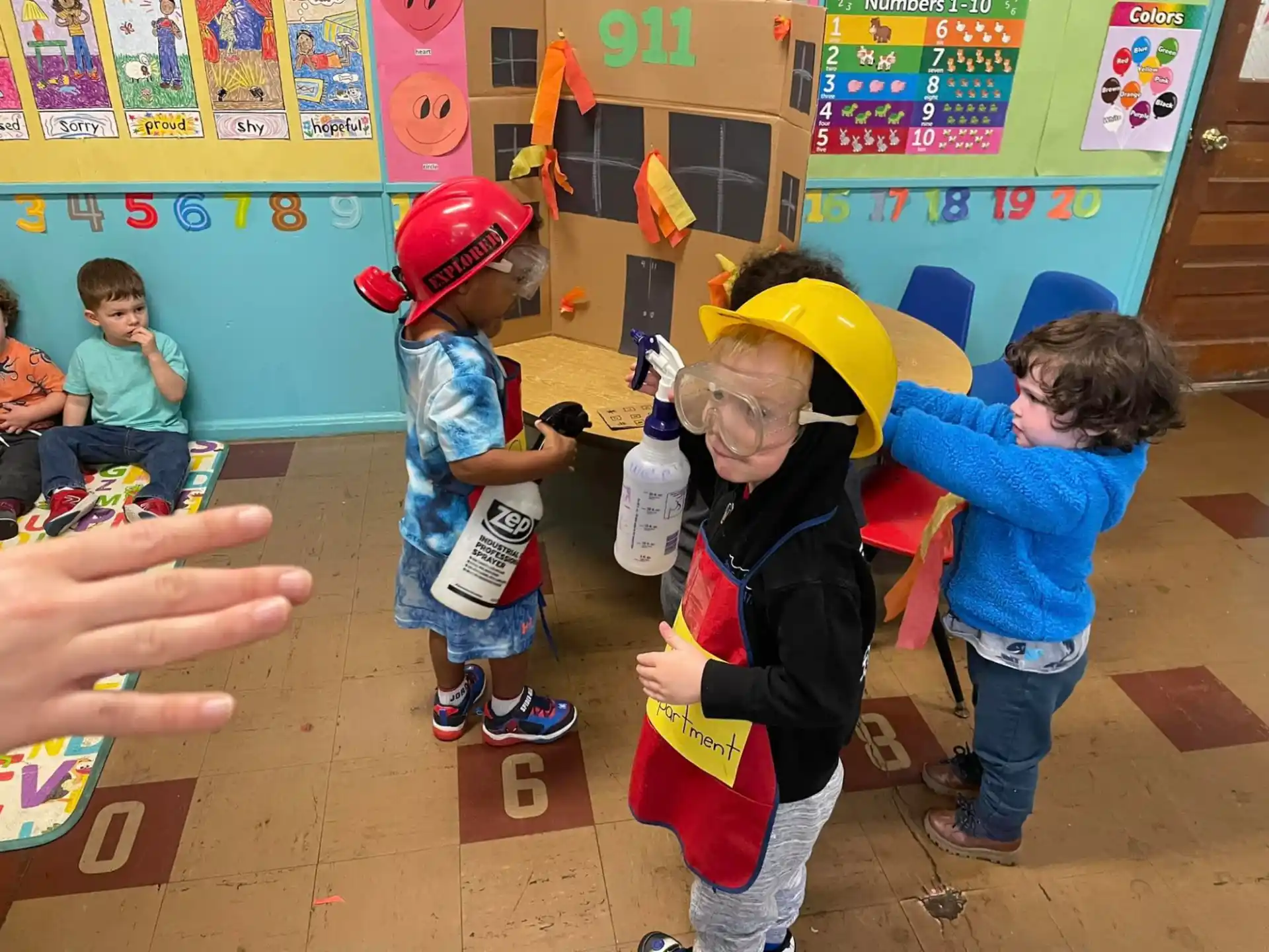 a group of children in a classroom