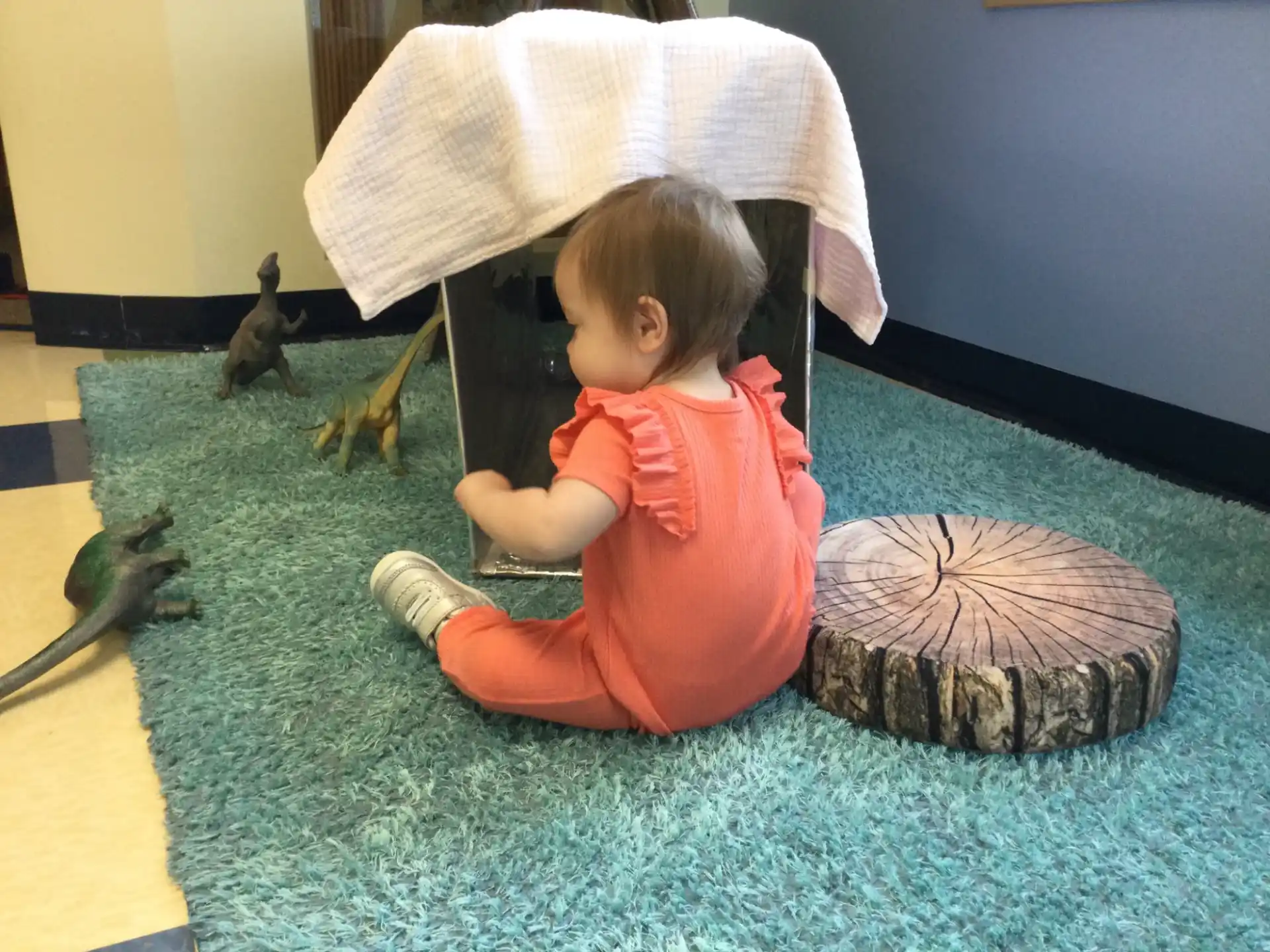 a baby sitting on the floor