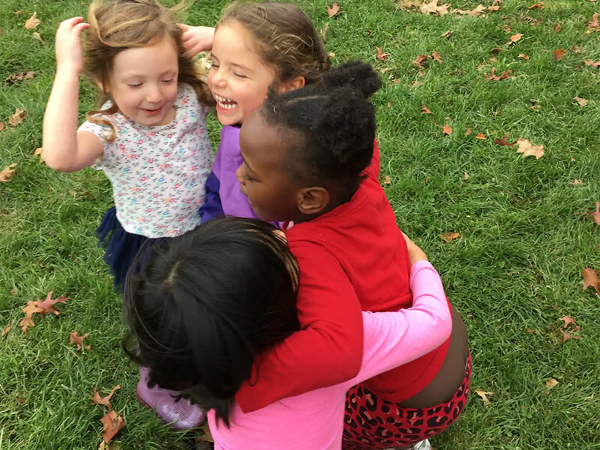 a group of children playing outside