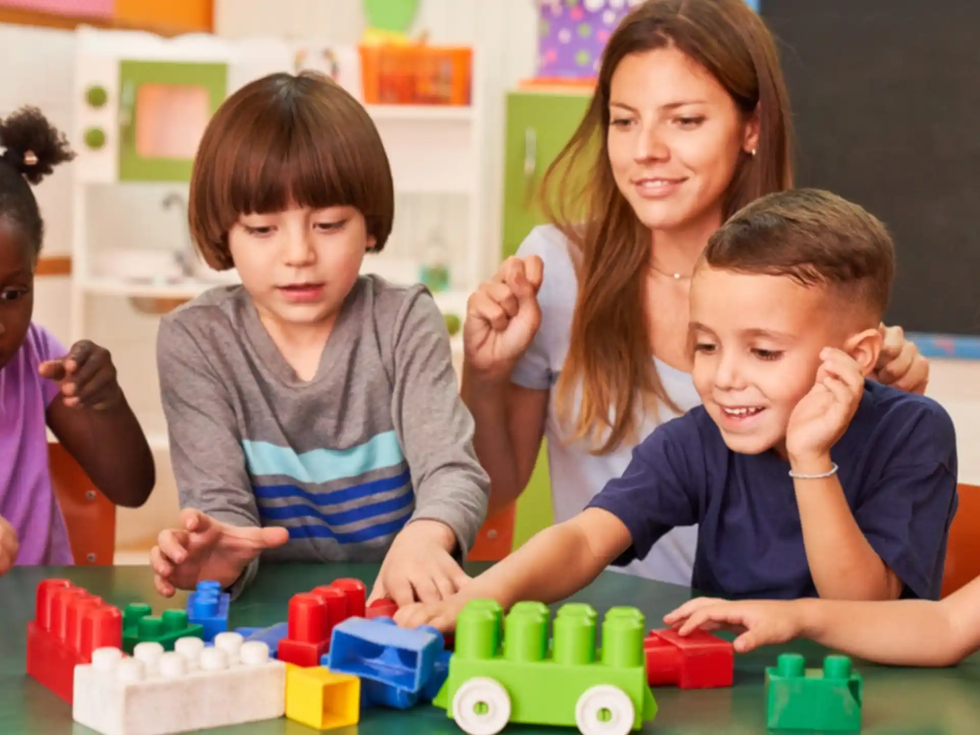 a group of children playing with toys