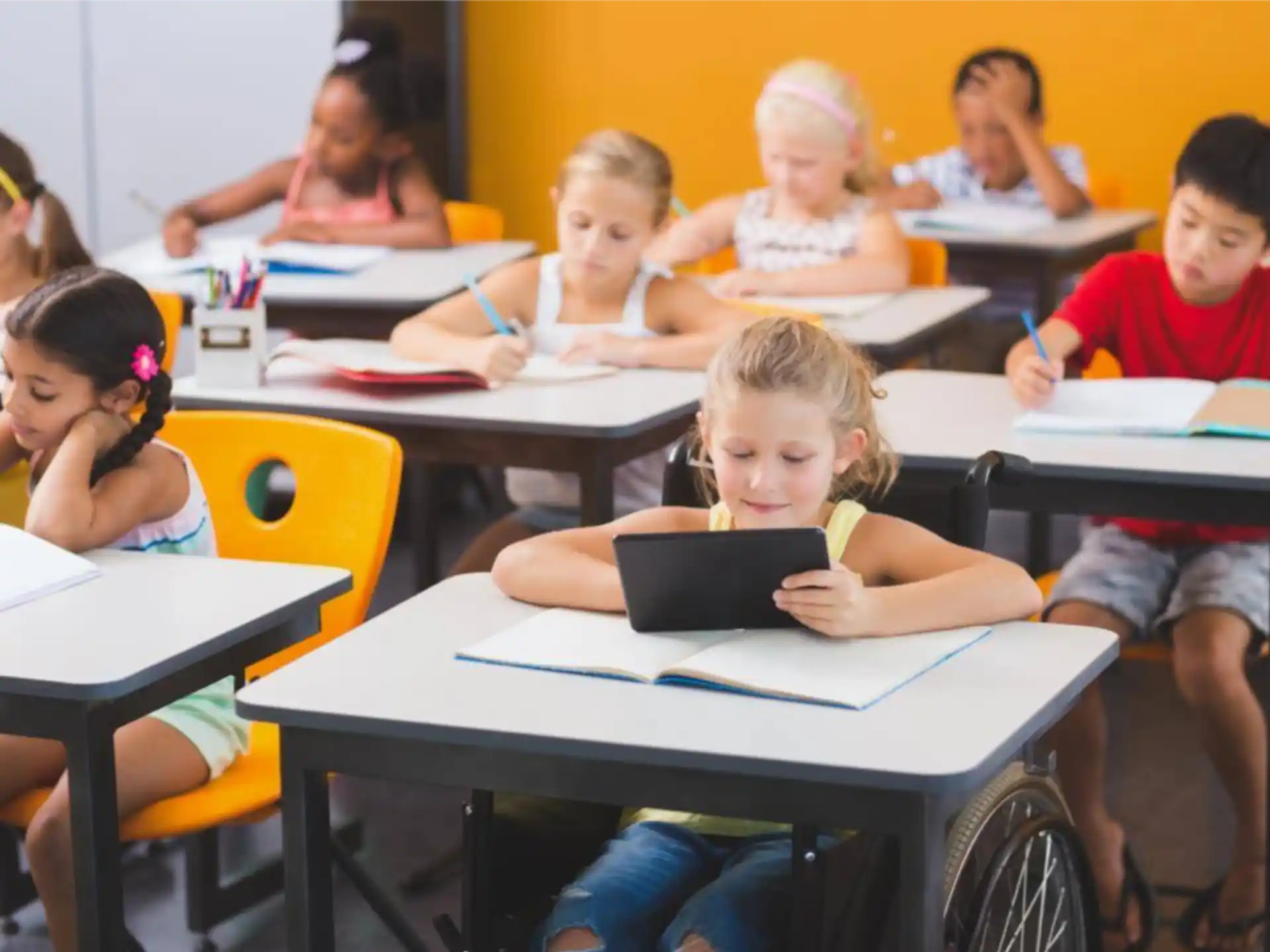 a group of children in a classroom
