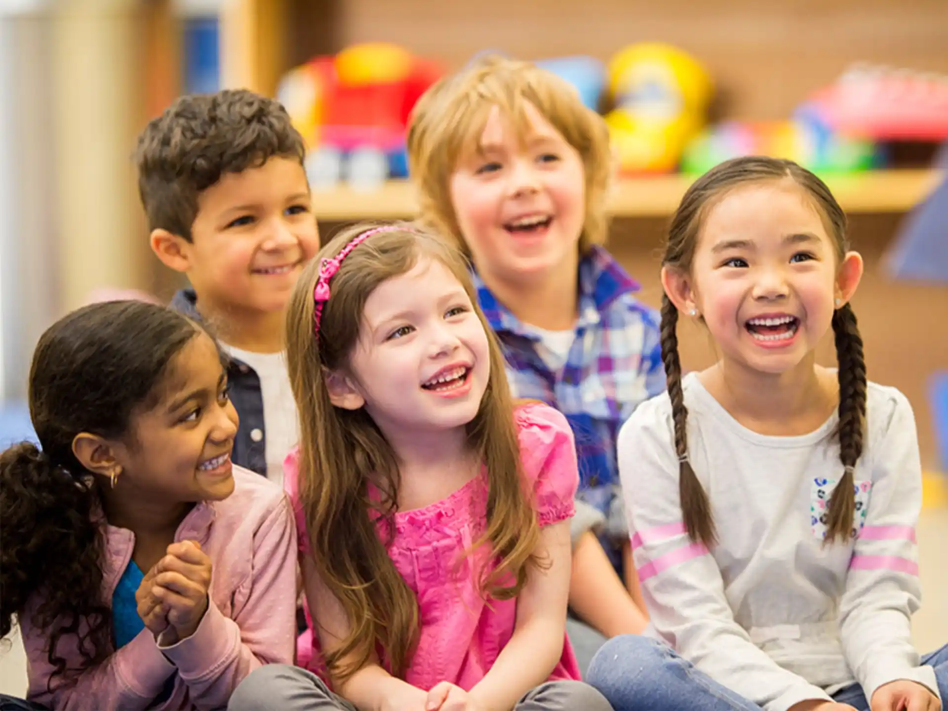 a group of children smiling
