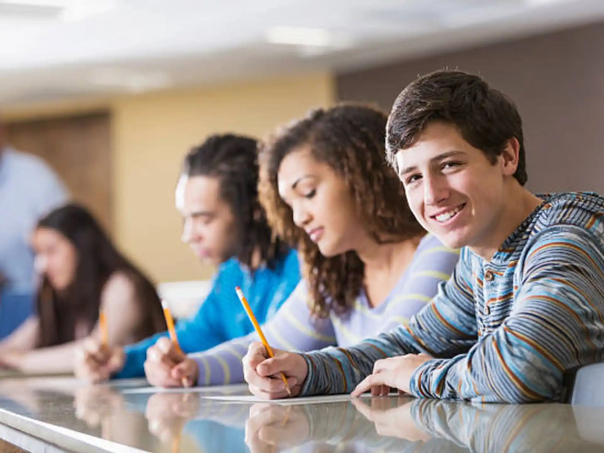 a group of students sitting at a table