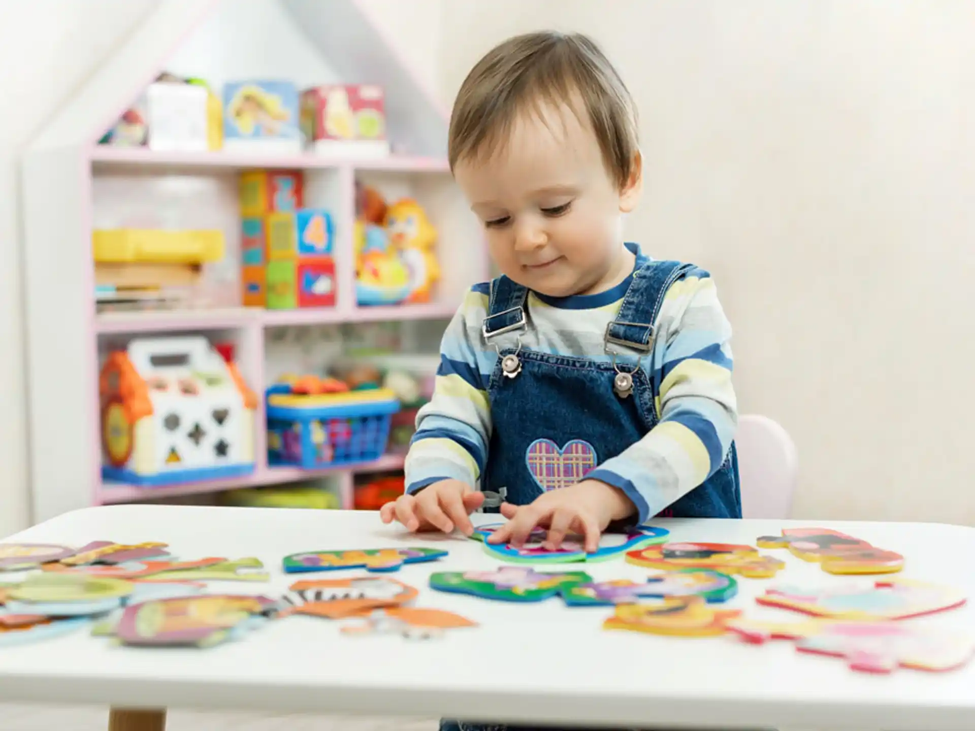 a child sitting at a table