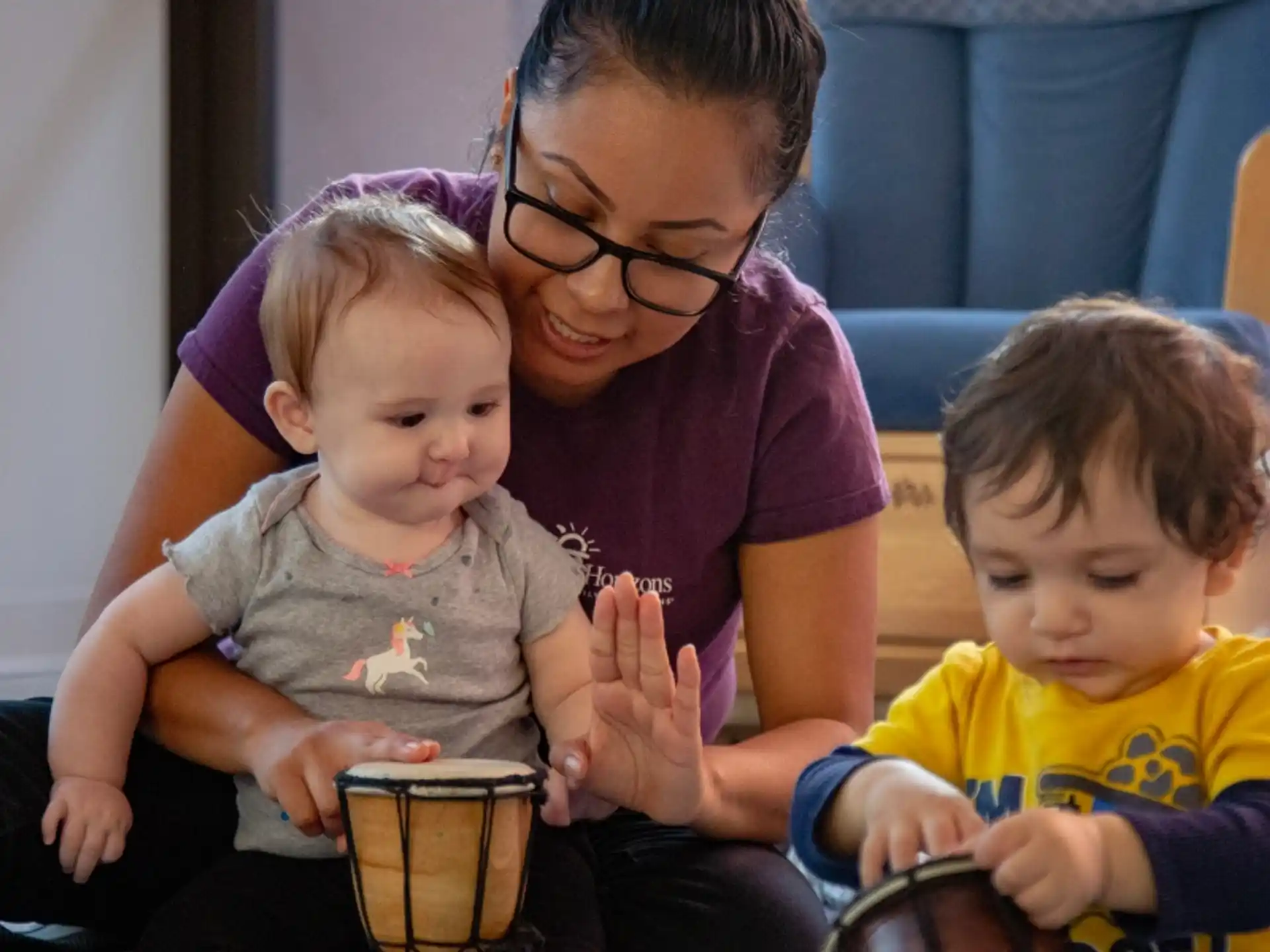 a person and two children