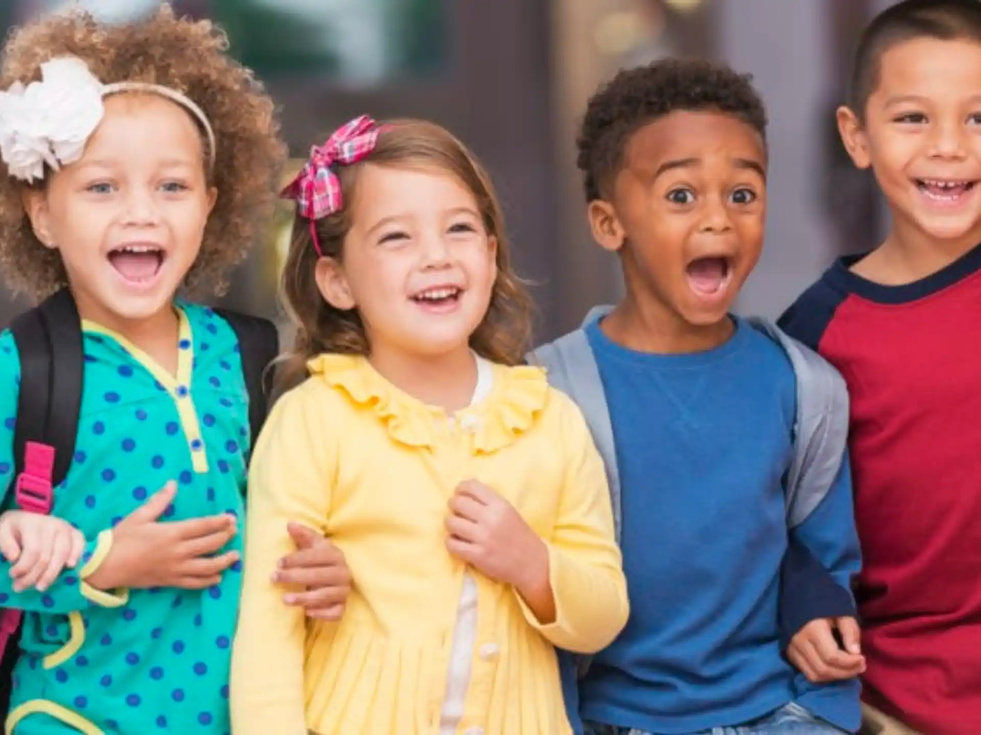 a group of children smiling