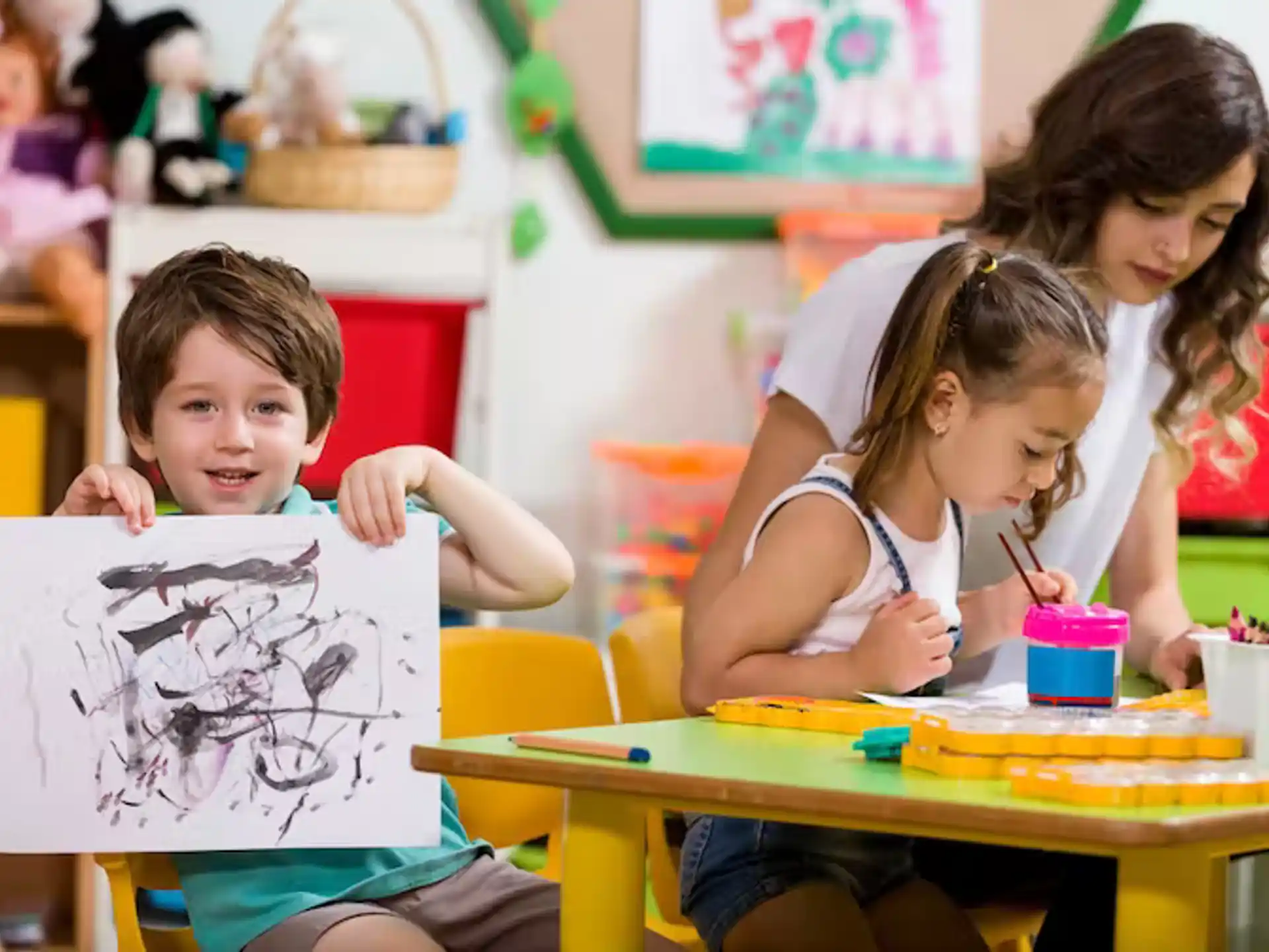 a few children painting