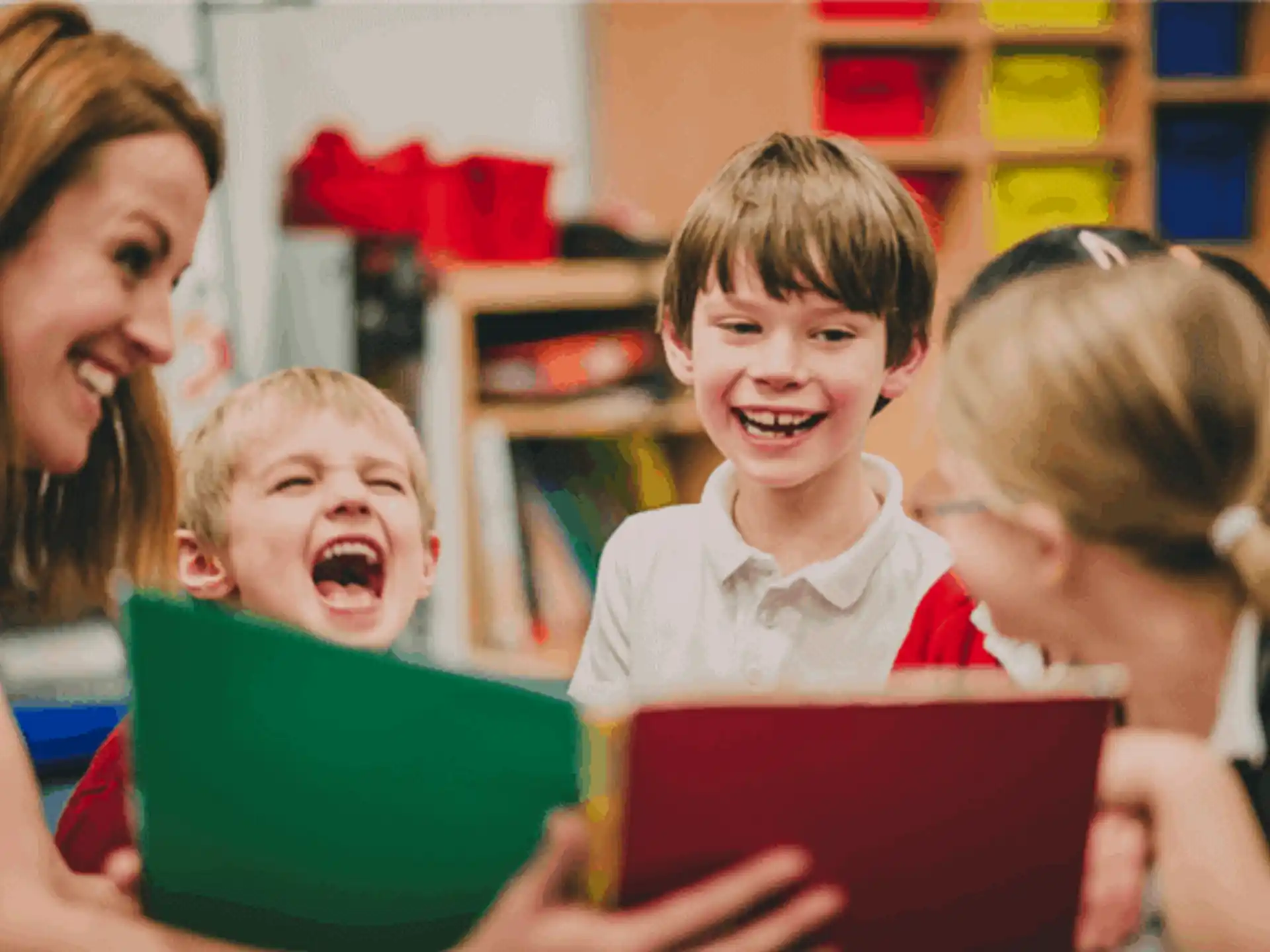 a group of children laughing