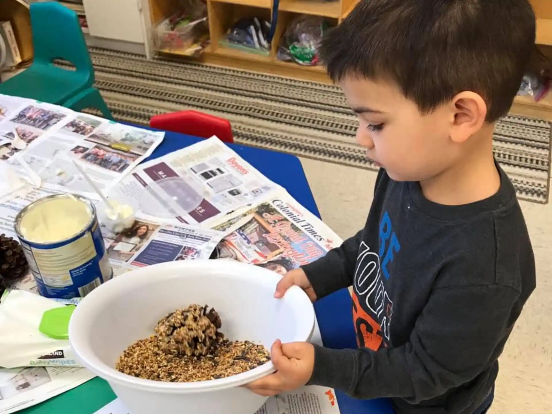a boy eating cereal
