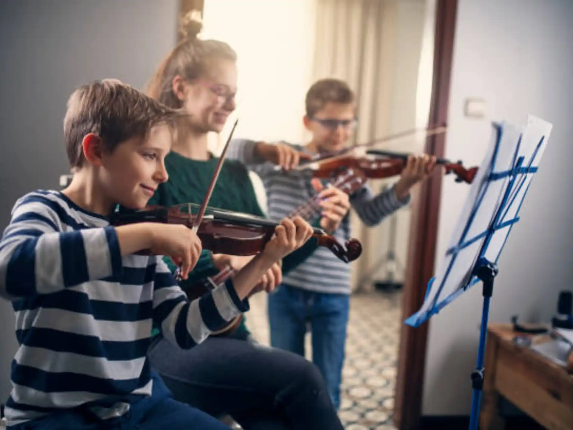 a group of people playing instruments