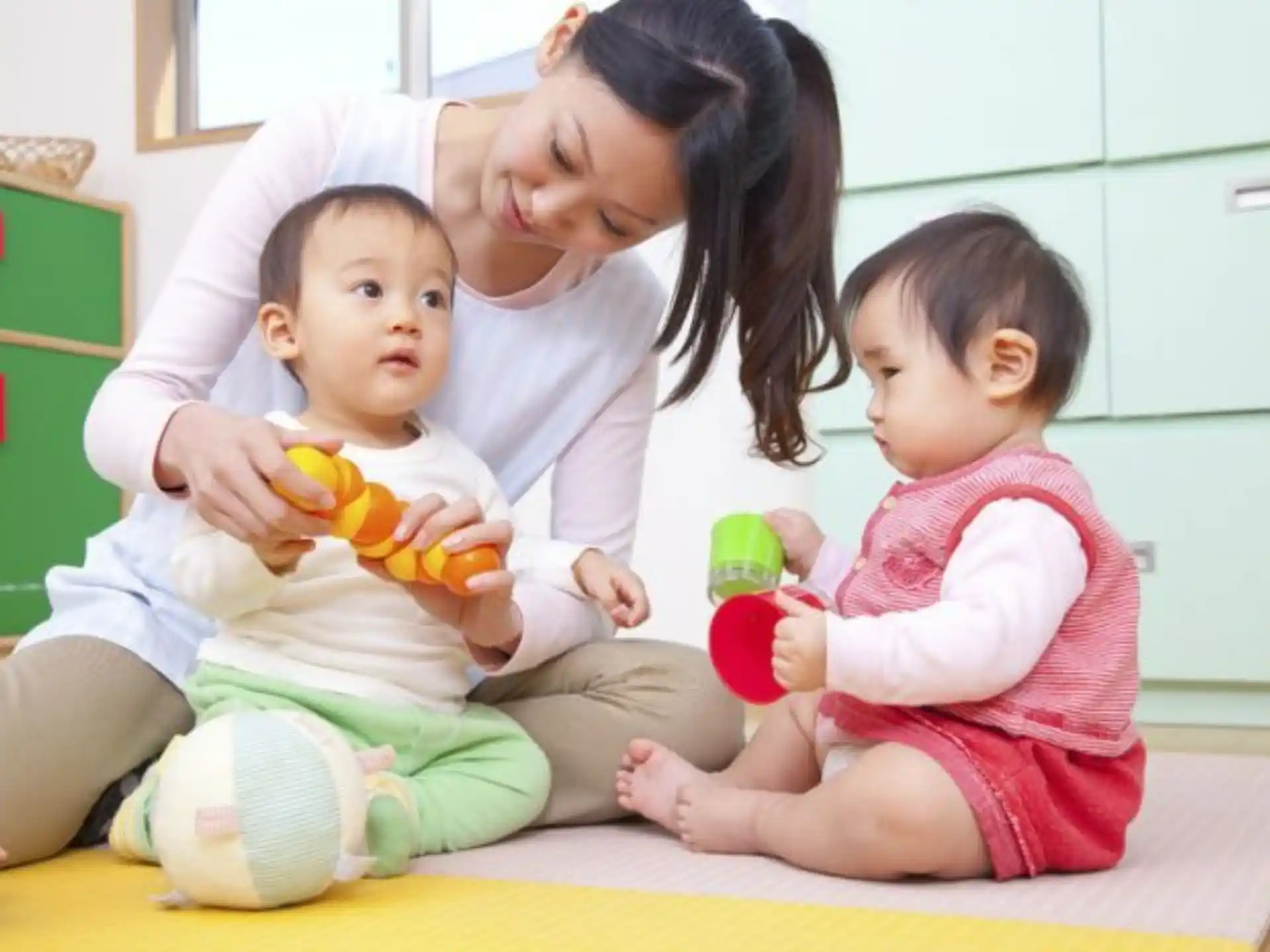 a person and two children