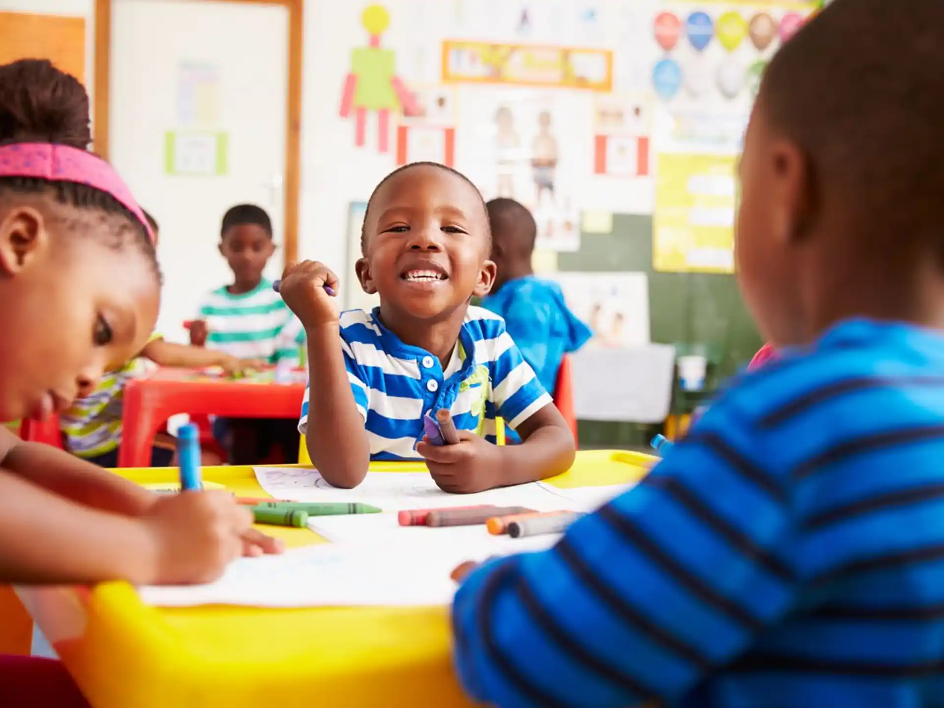 a group of children in a classroom