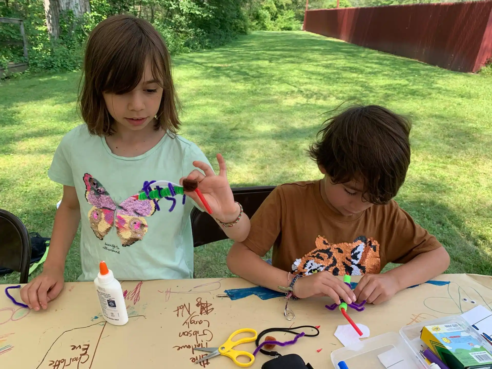 a couple of kids painting