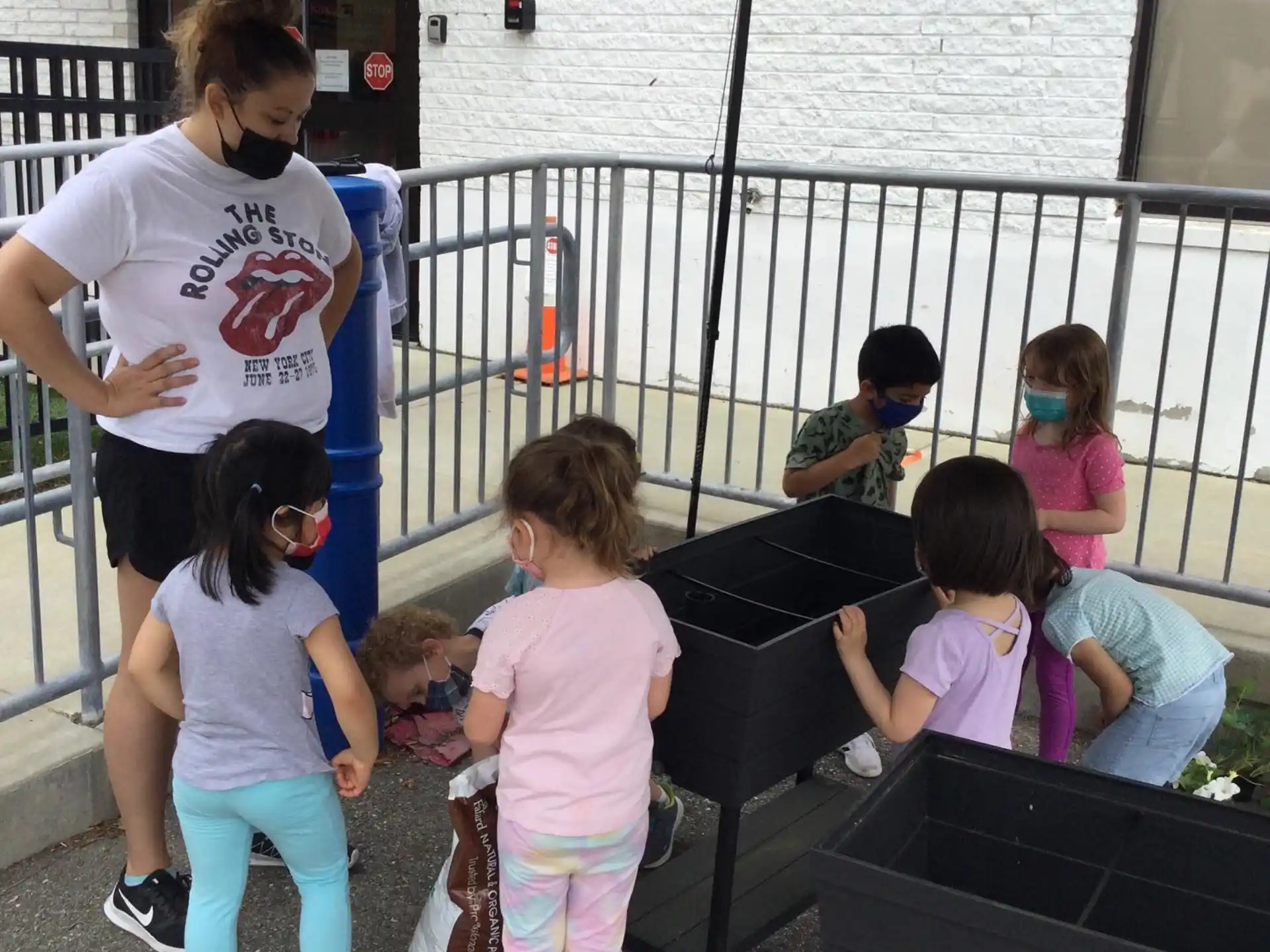a group of children playing outside