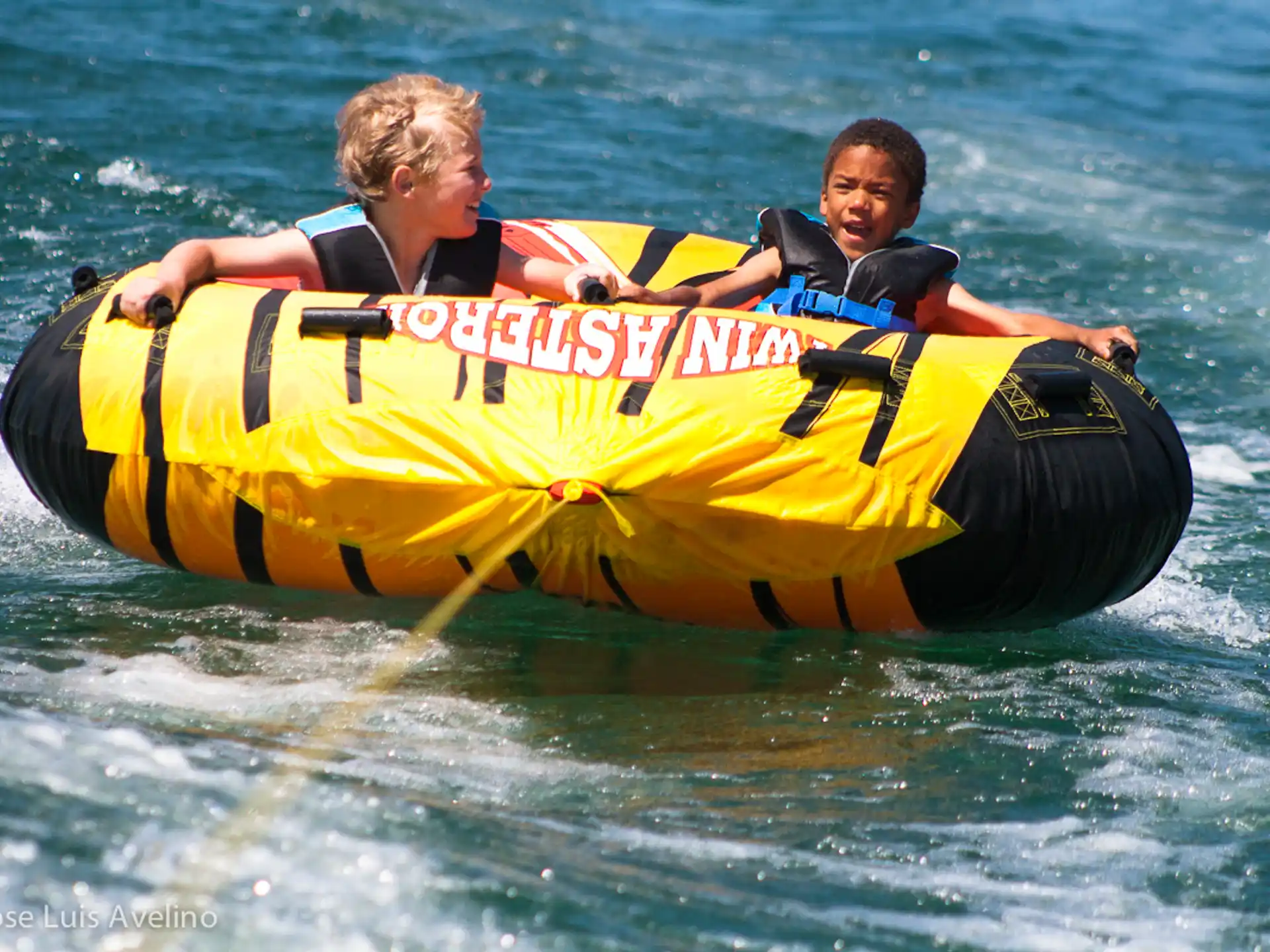 a couple of people in a raft