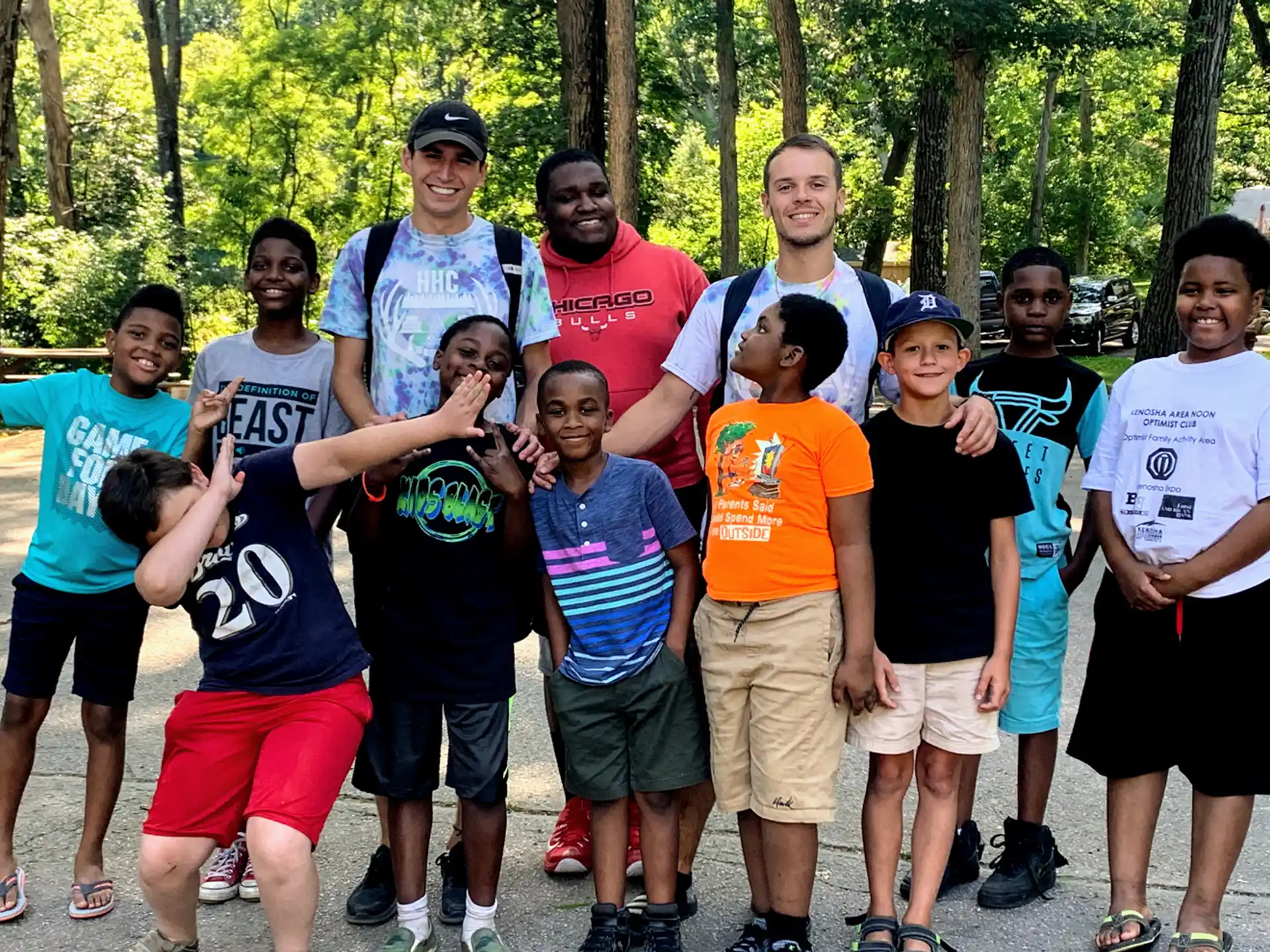 a group of people posing for a photo