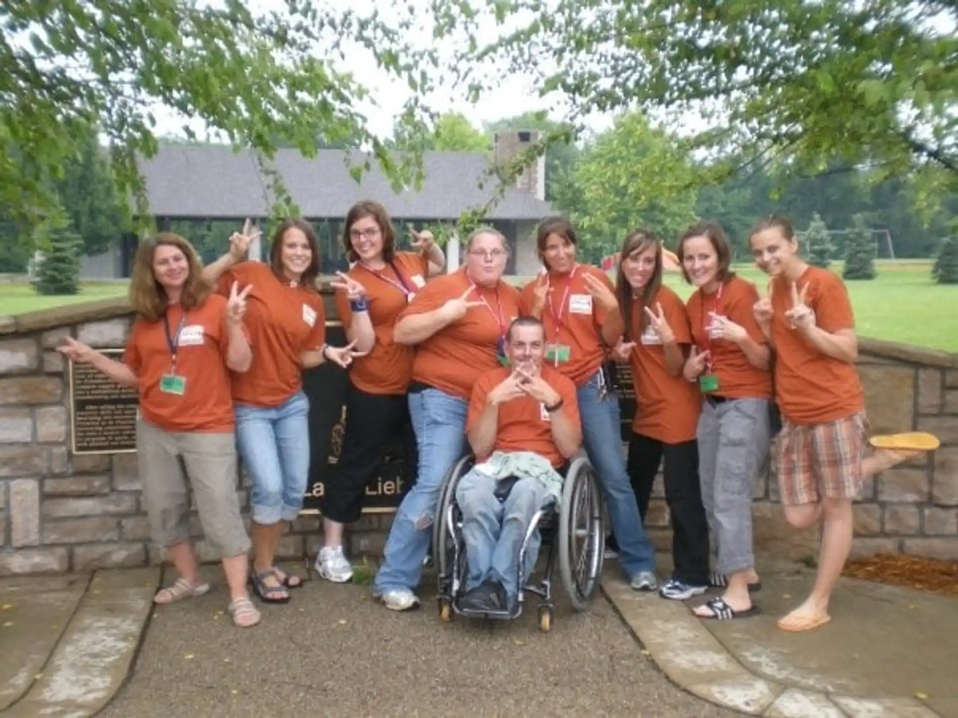 a group of people posing for a photo
