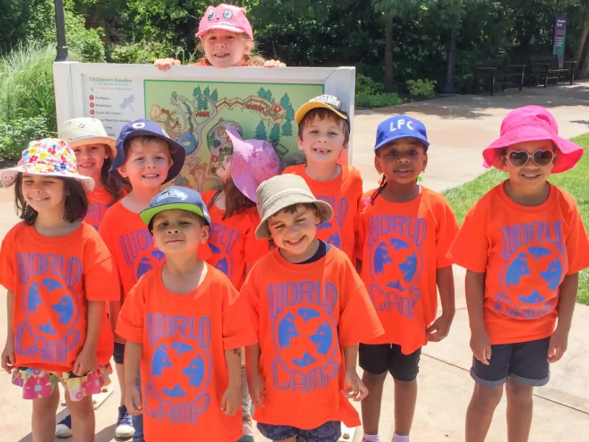 a group of children wearing matching t-shirts