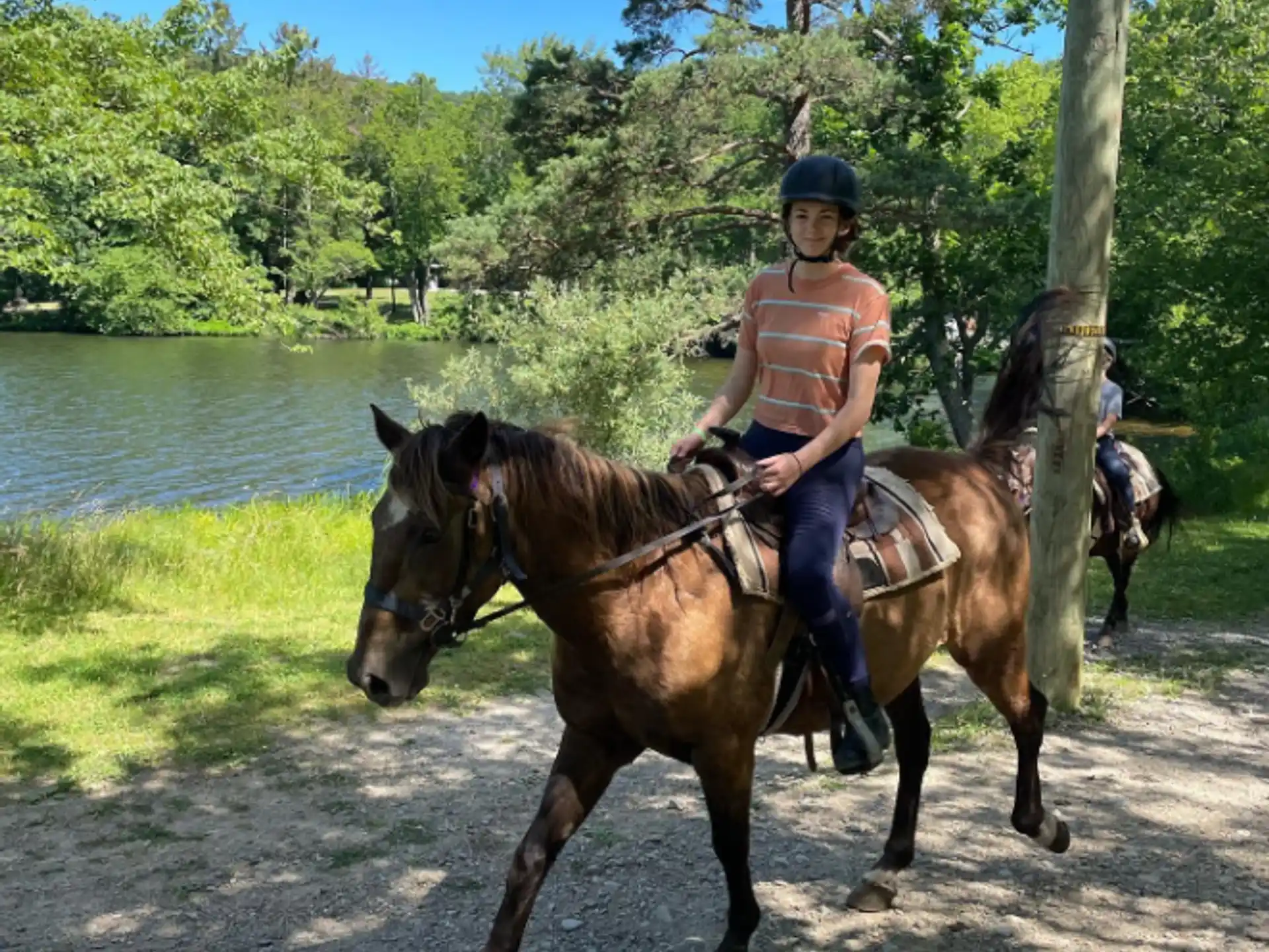 a man riding a horse
