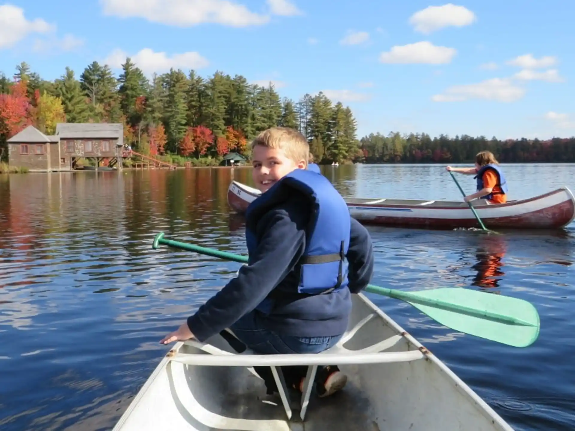 a boy in a boat