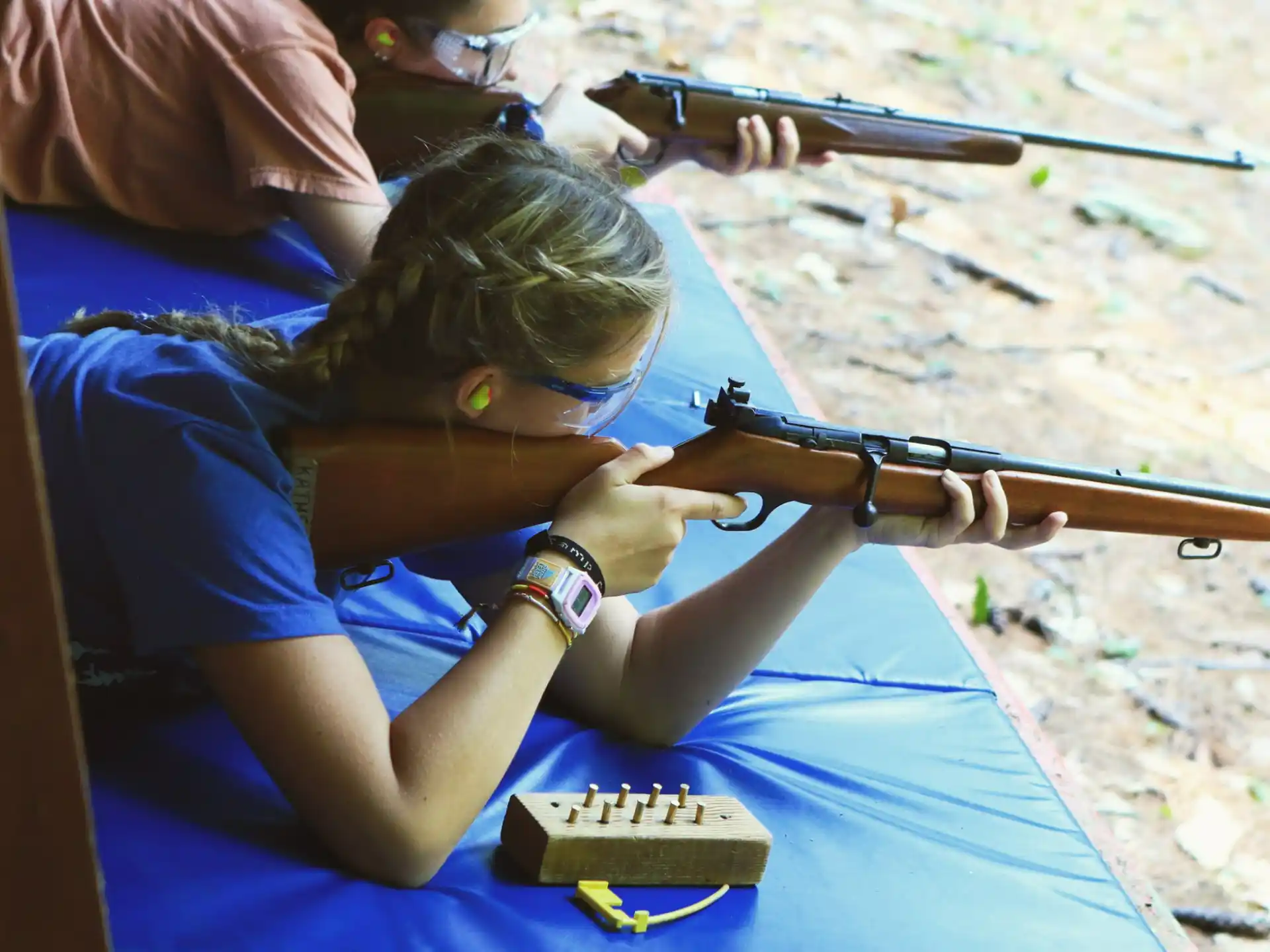 a person holding a gun